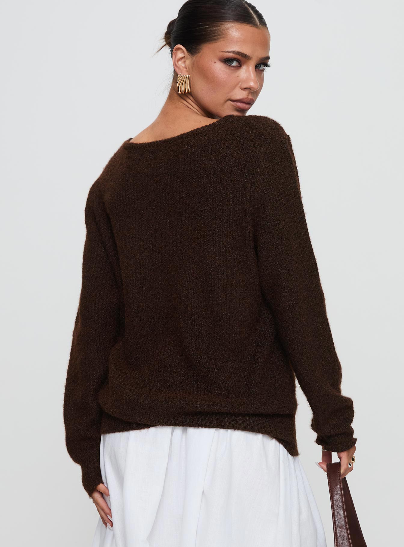 Abrams Rib Knit Crew Sweater Chocolate Marle - Image 5