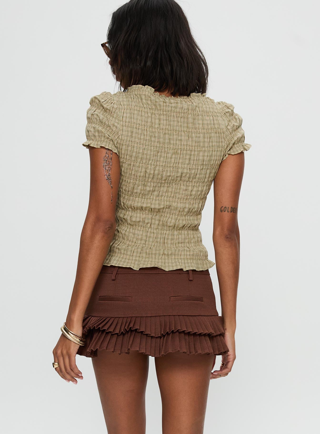Deei Double Ruffle Mini Skort Chocolate - Image 5
