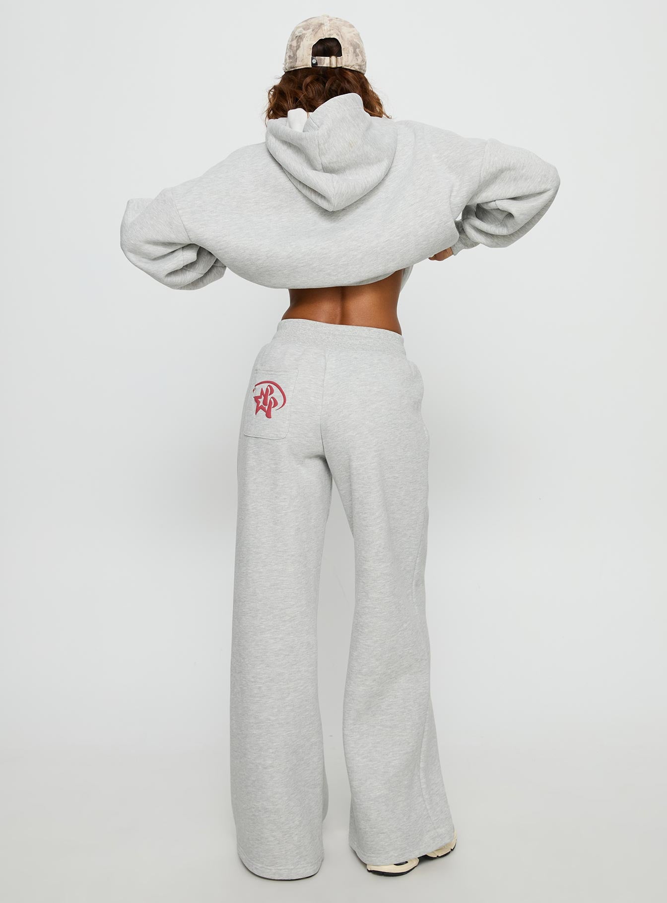 Princess Polly Stargirl Wide Leg Sweat Pants Grey Marle - Image 5