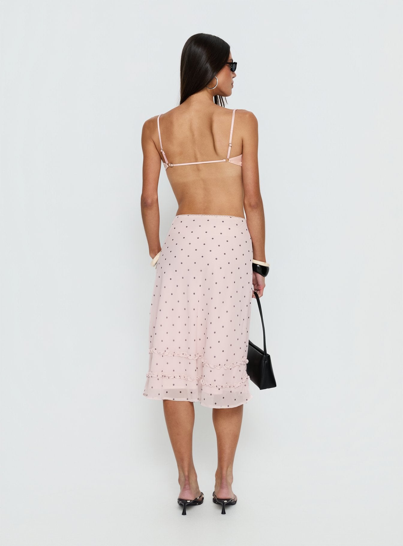 Clarabella Frill Midi Skirt Pink Polka Dot - Image 5