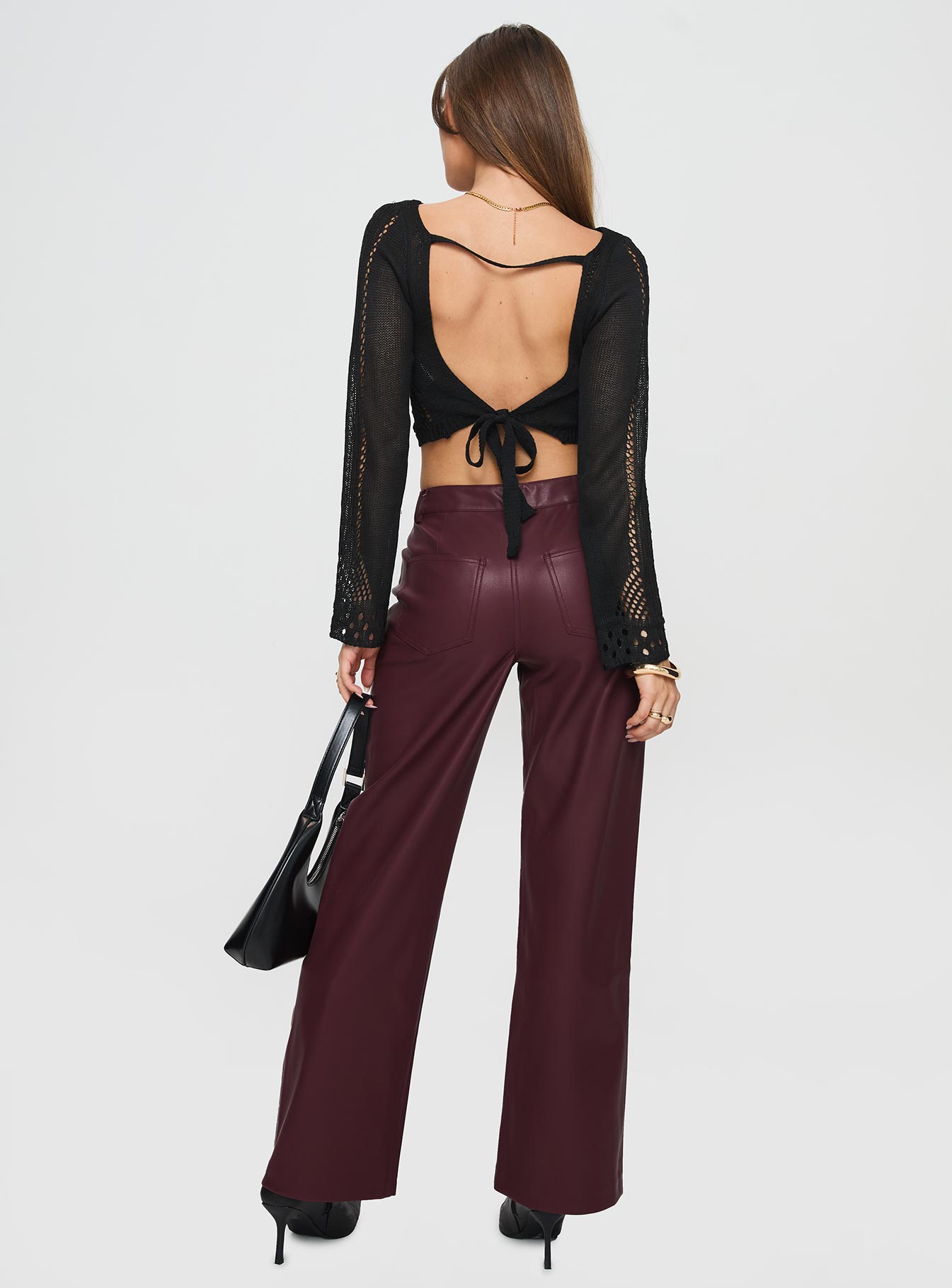 Dempsey Faux Leather Pants Deep Cherry - Image 5
