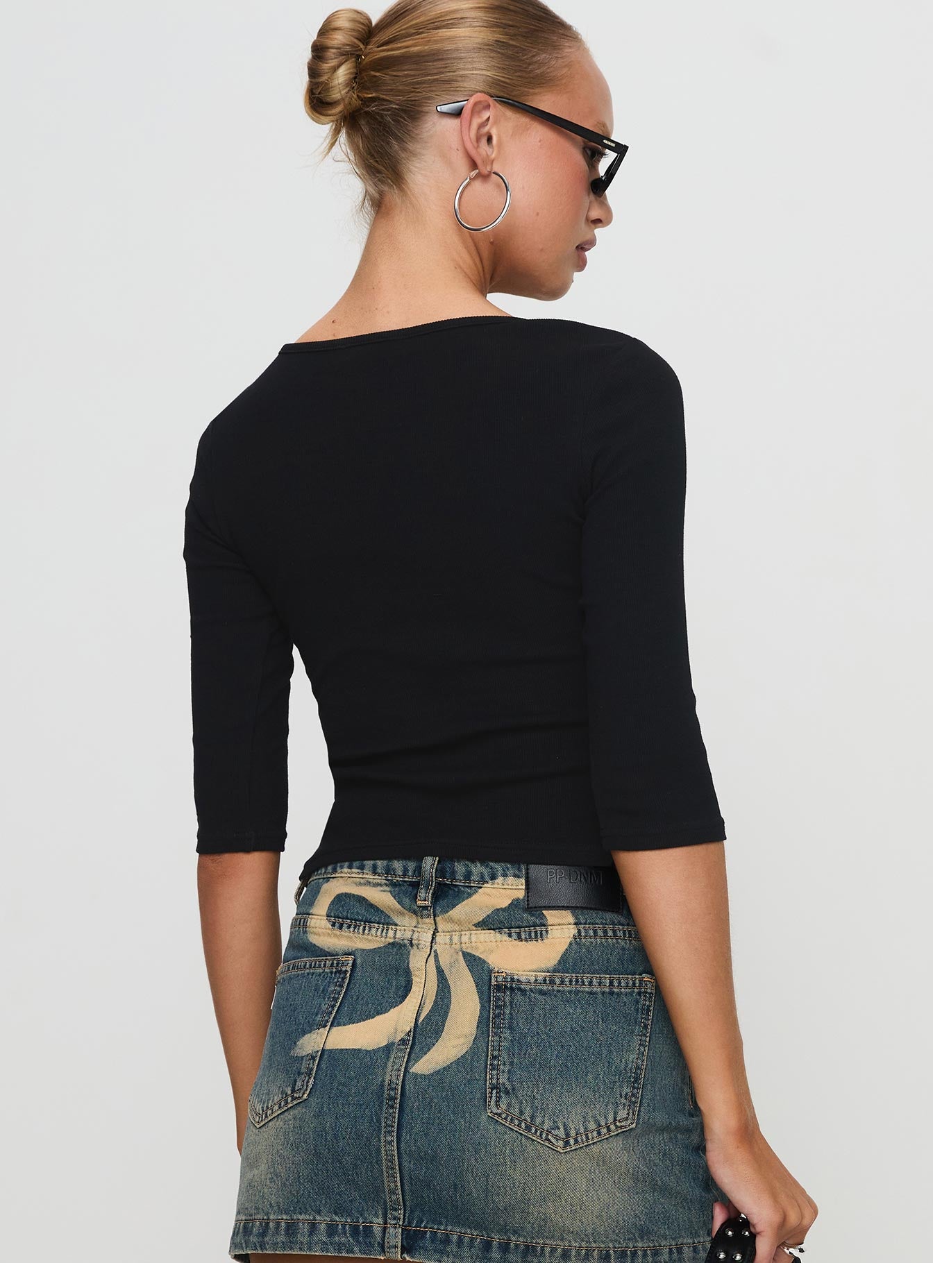 Elaia 3/4 Sleeve Top Black - Image 6
