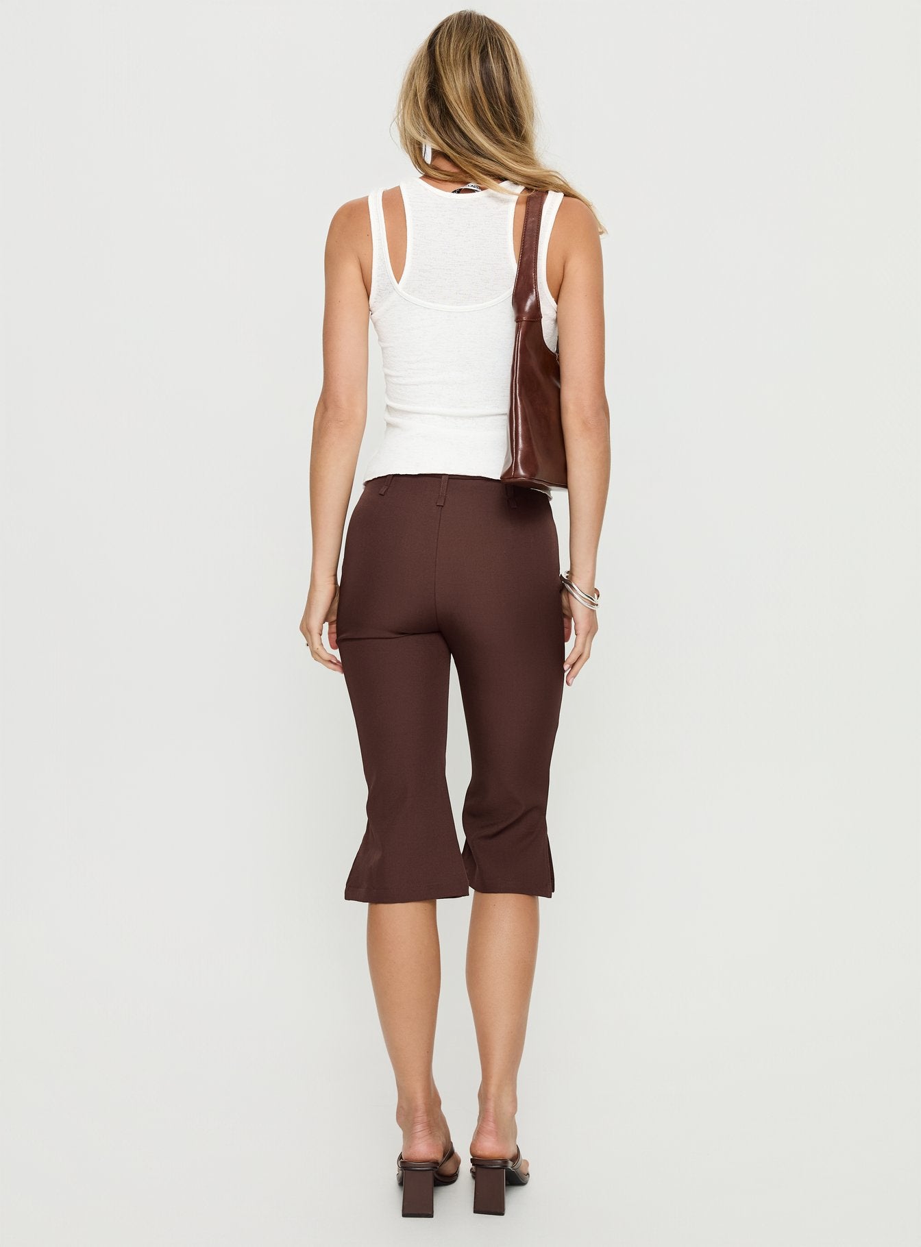 Giorgie Belted Capri Pant Chocolate Brown - Image 4