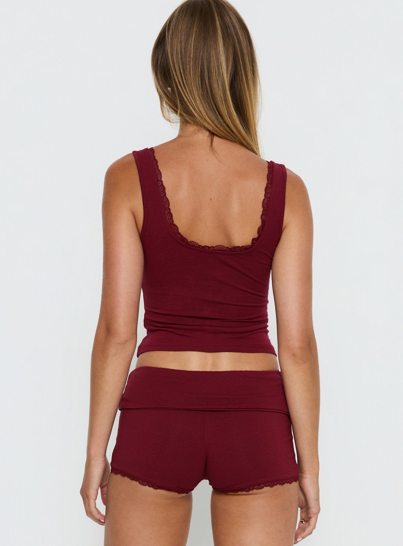 Serae Lace Trim Tank Top Cherry - Image 5