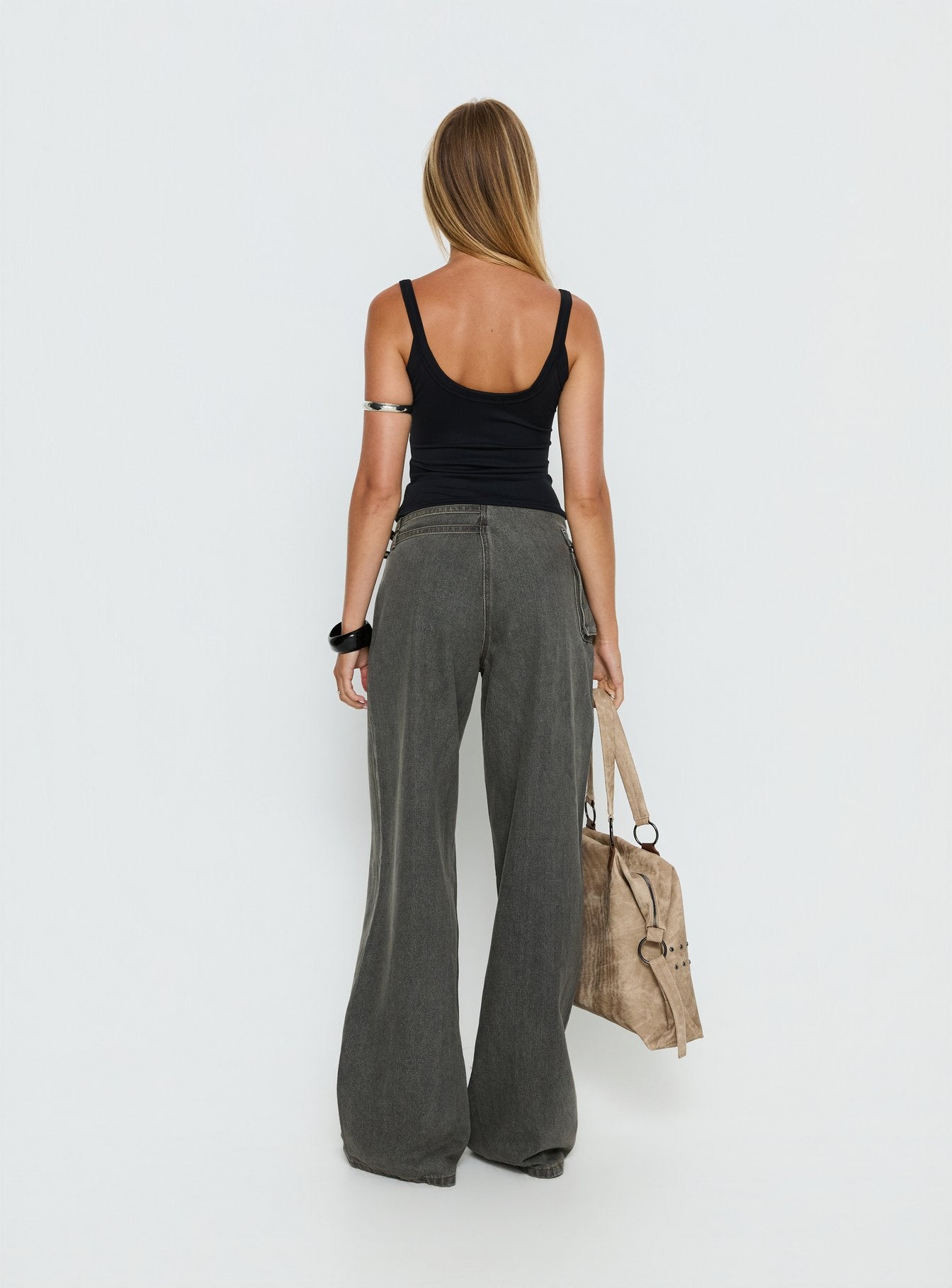 Paltrow Mid Rise Wide Leg Cargo Jeans Washed Grey - Image 5