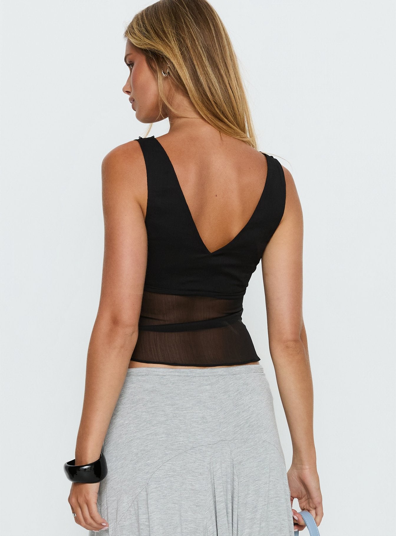 No Place Like Home Lace Trim V-Neck Top Black - Image 5