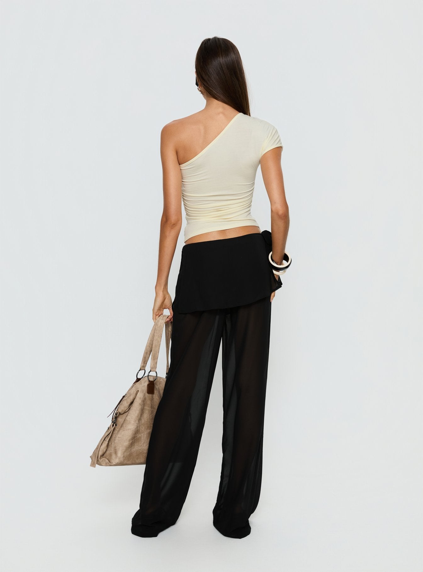 Jaedon Chiffon Layered Pants Black - Image 6