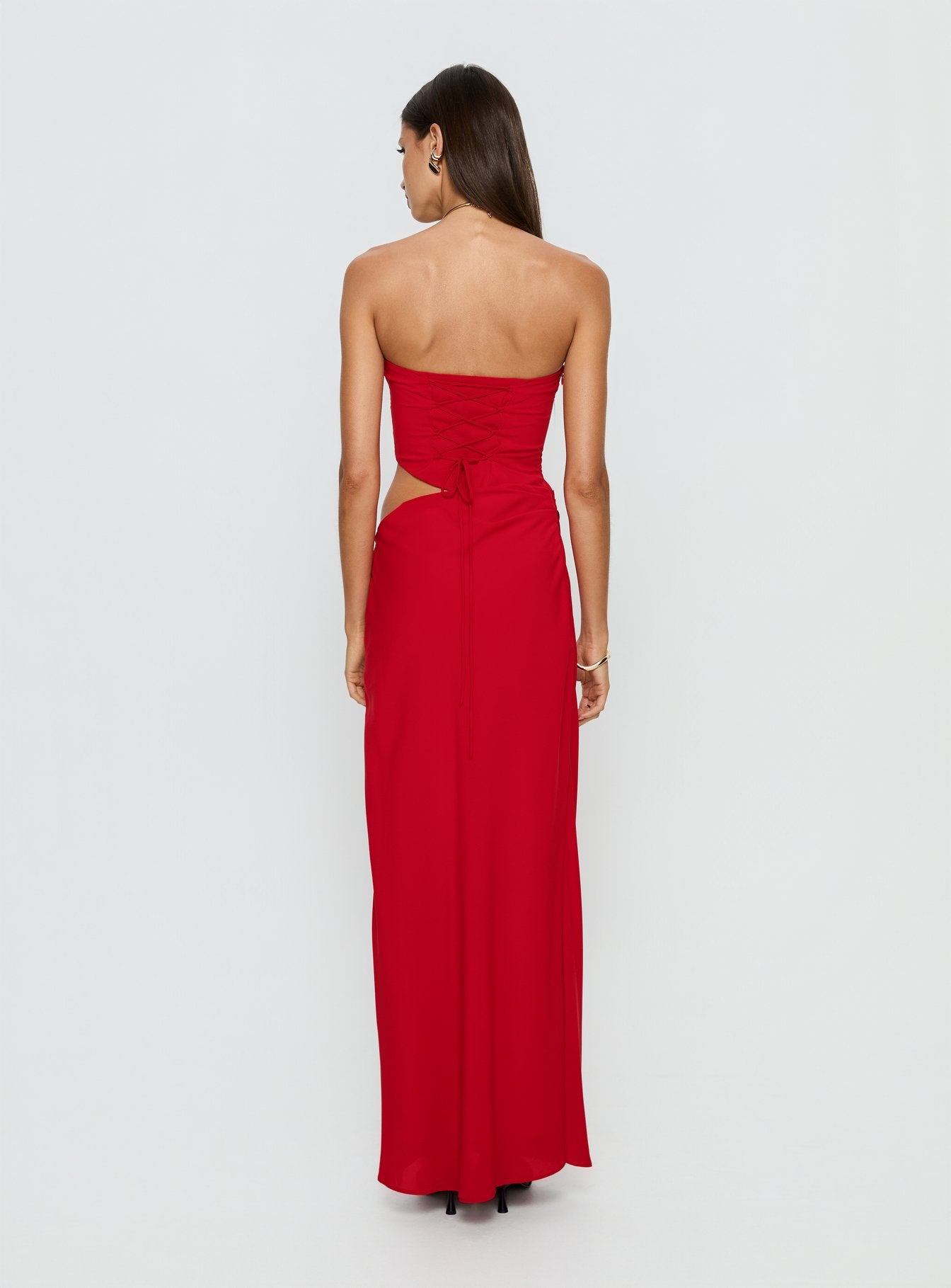 Jasira Strapless Drape Maxi Dress Bold Red - Image 5