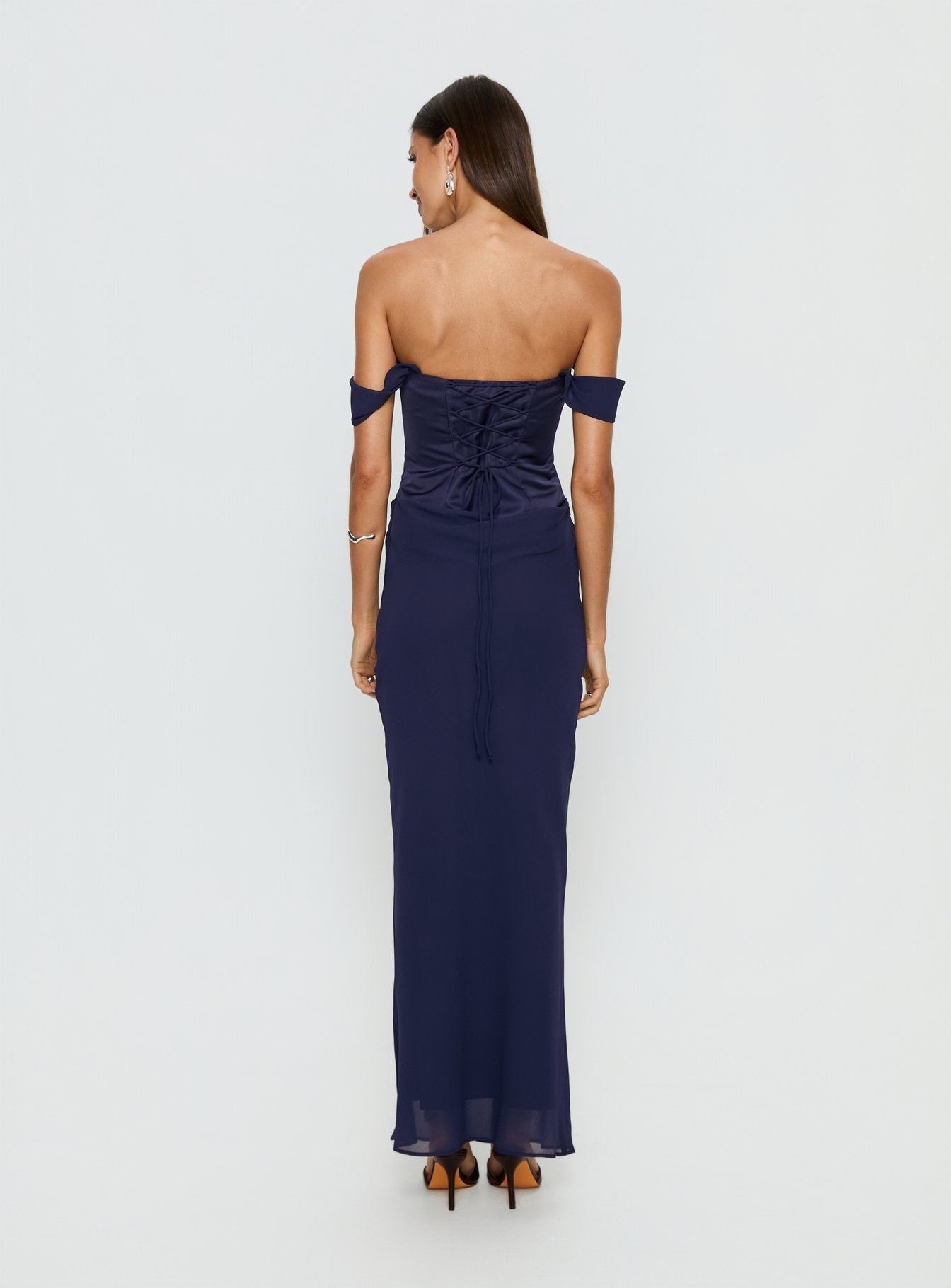 Joslyne Off Shoulder Corset Maxi Dress Navy - Image 5