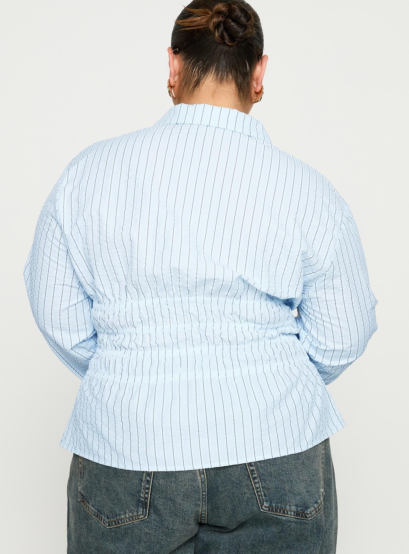 Liesel Shirred Long Sleeve Top Stripe Curve - Image 5