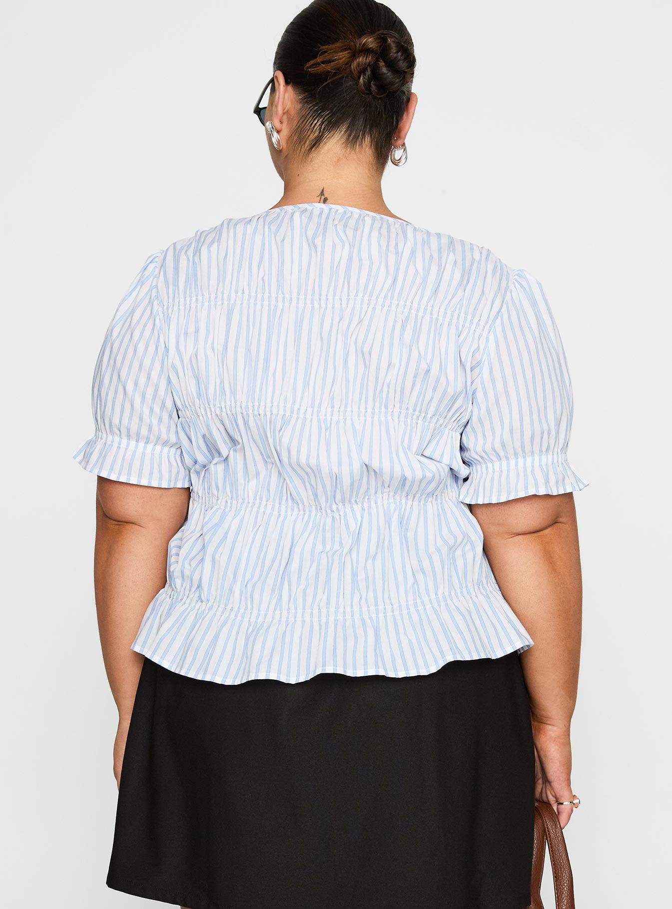 Alistair Bow Tie Top Blue / White Stripe Curve - Image 5