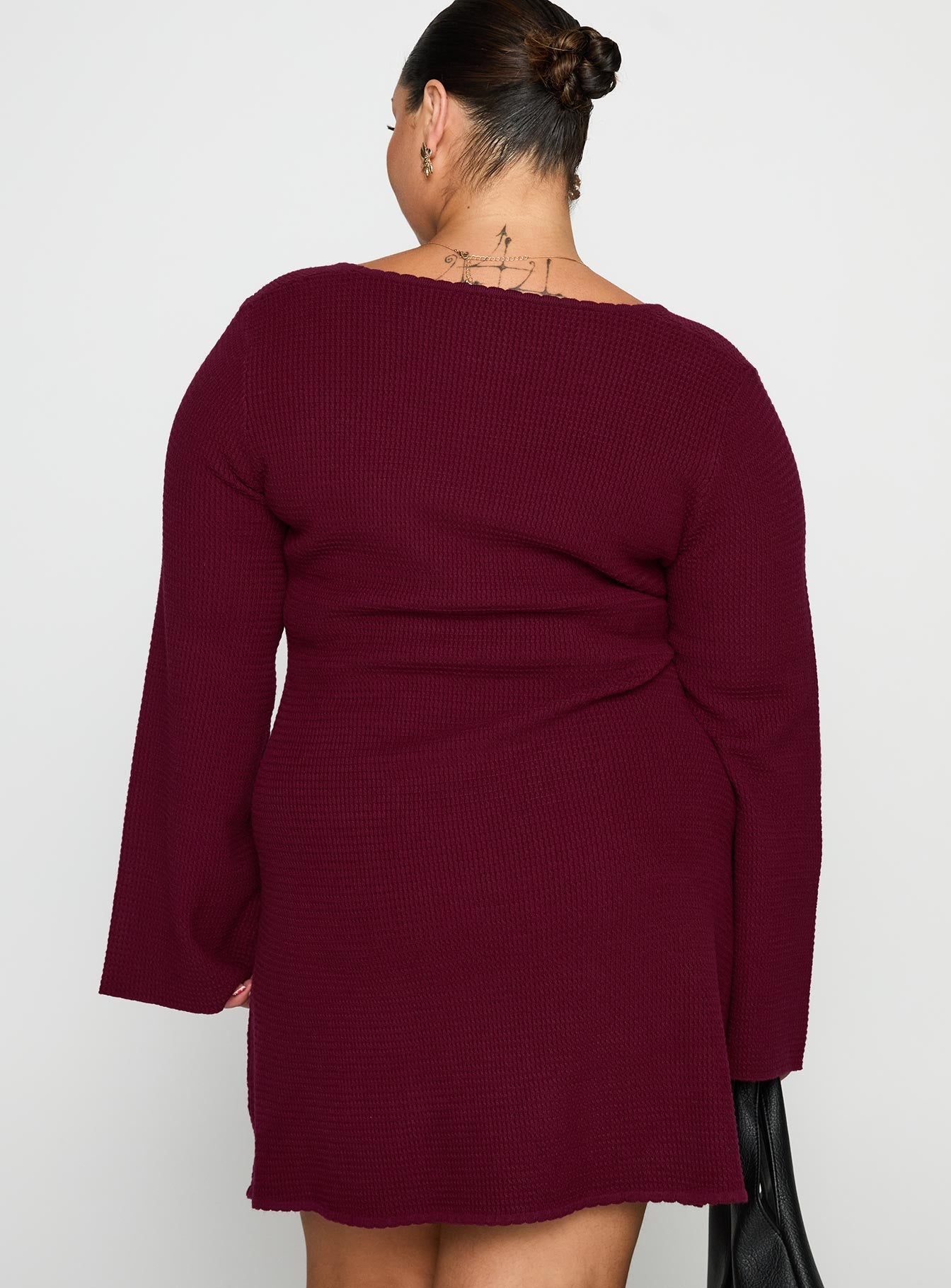 Sandyra Knit Mini Dress Maroon Curve - Image 5