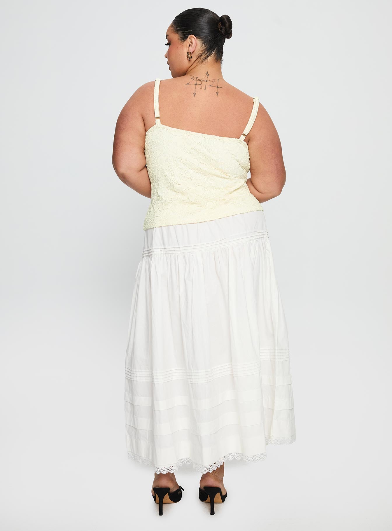 Calling For You Flowy Maxi Skirt White Curve - Image 5