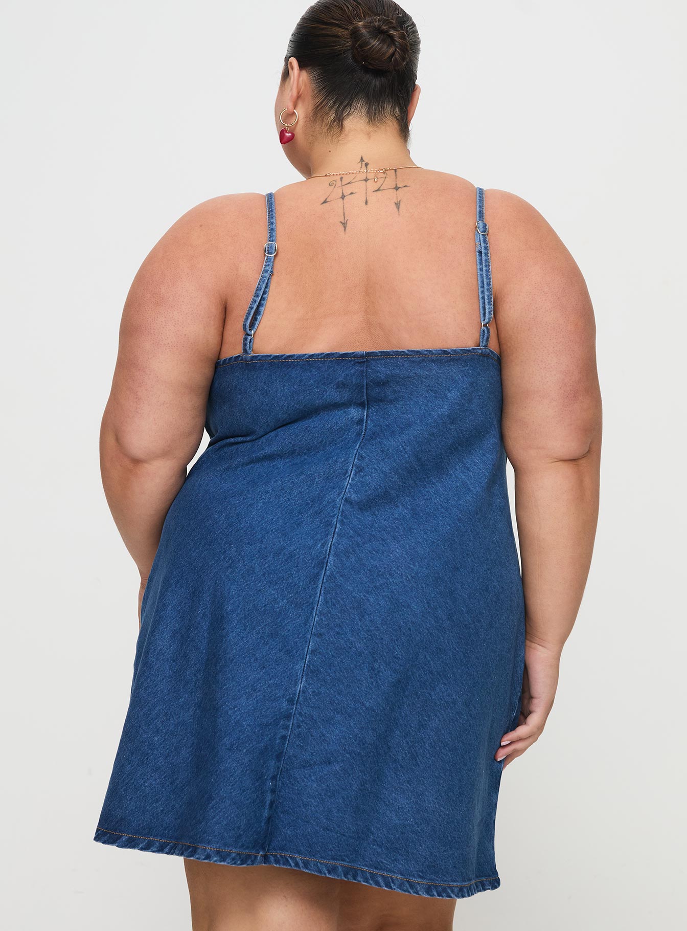Arwen Denim Mini Dress Blue Curve - Image 4