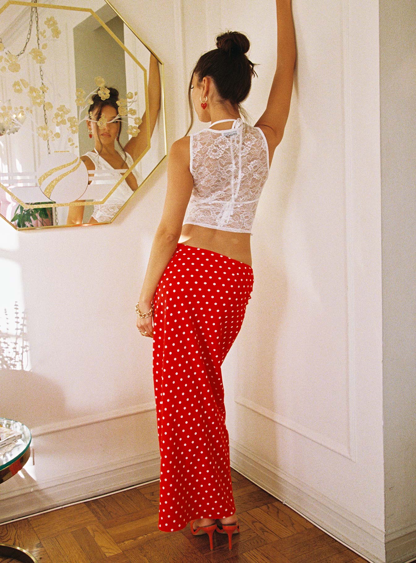 Hayze Maxi Skirt Red / White Polka - Image 4
