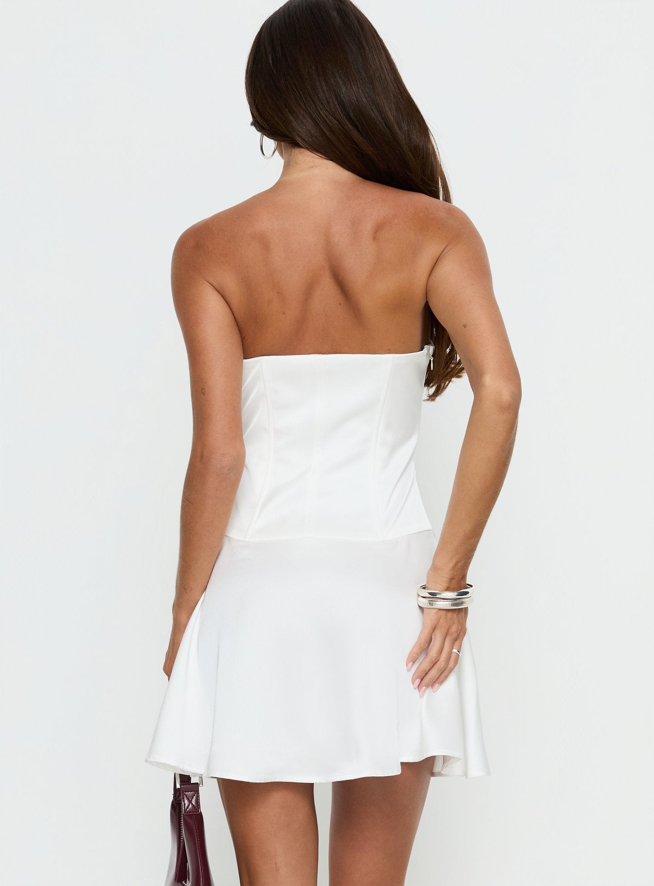Natalisa Strapless Corset Mini Dress White - Image 5