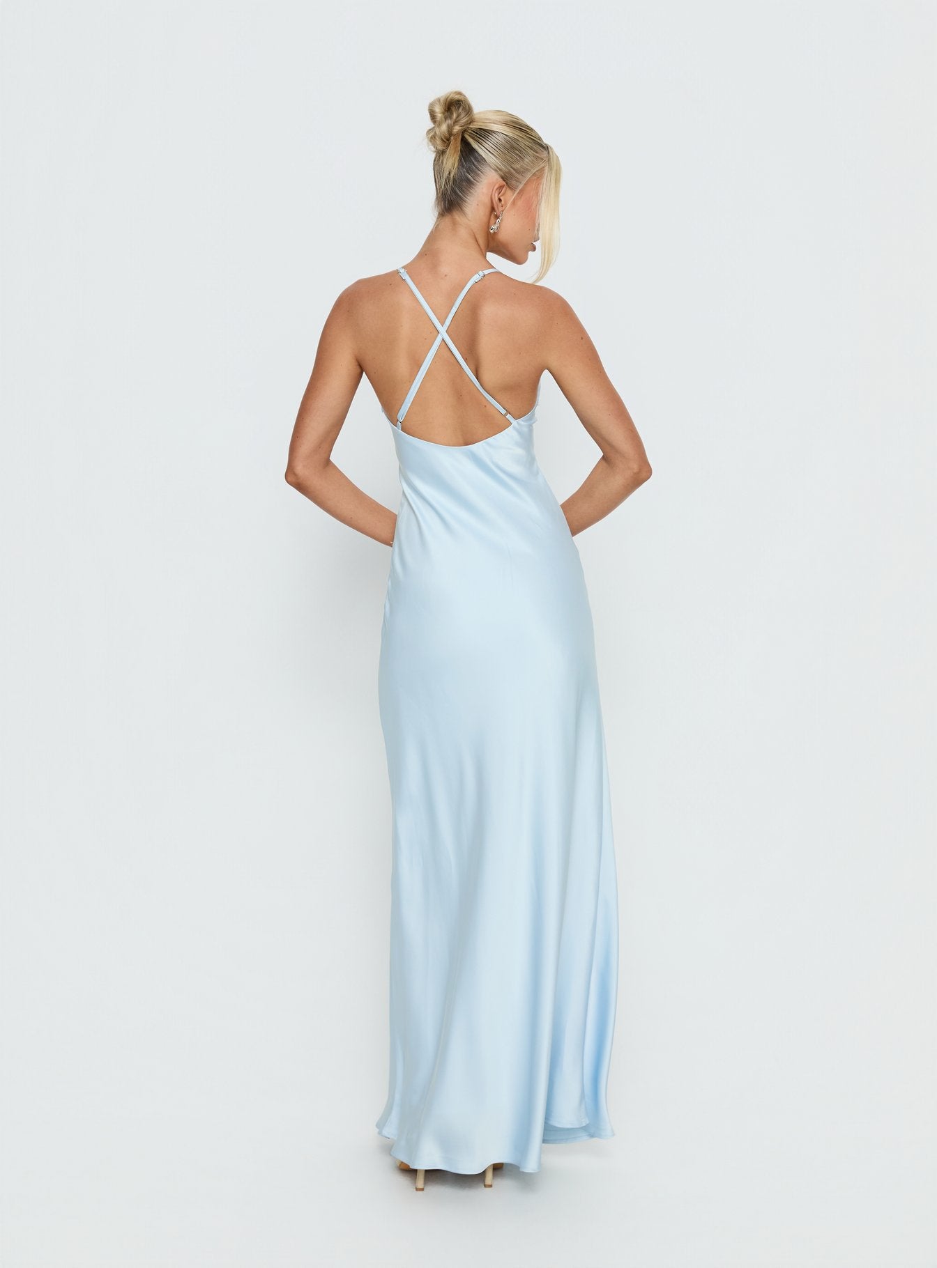 Klairee Halter Lace Maxi Dress Icy Blue - Image 5