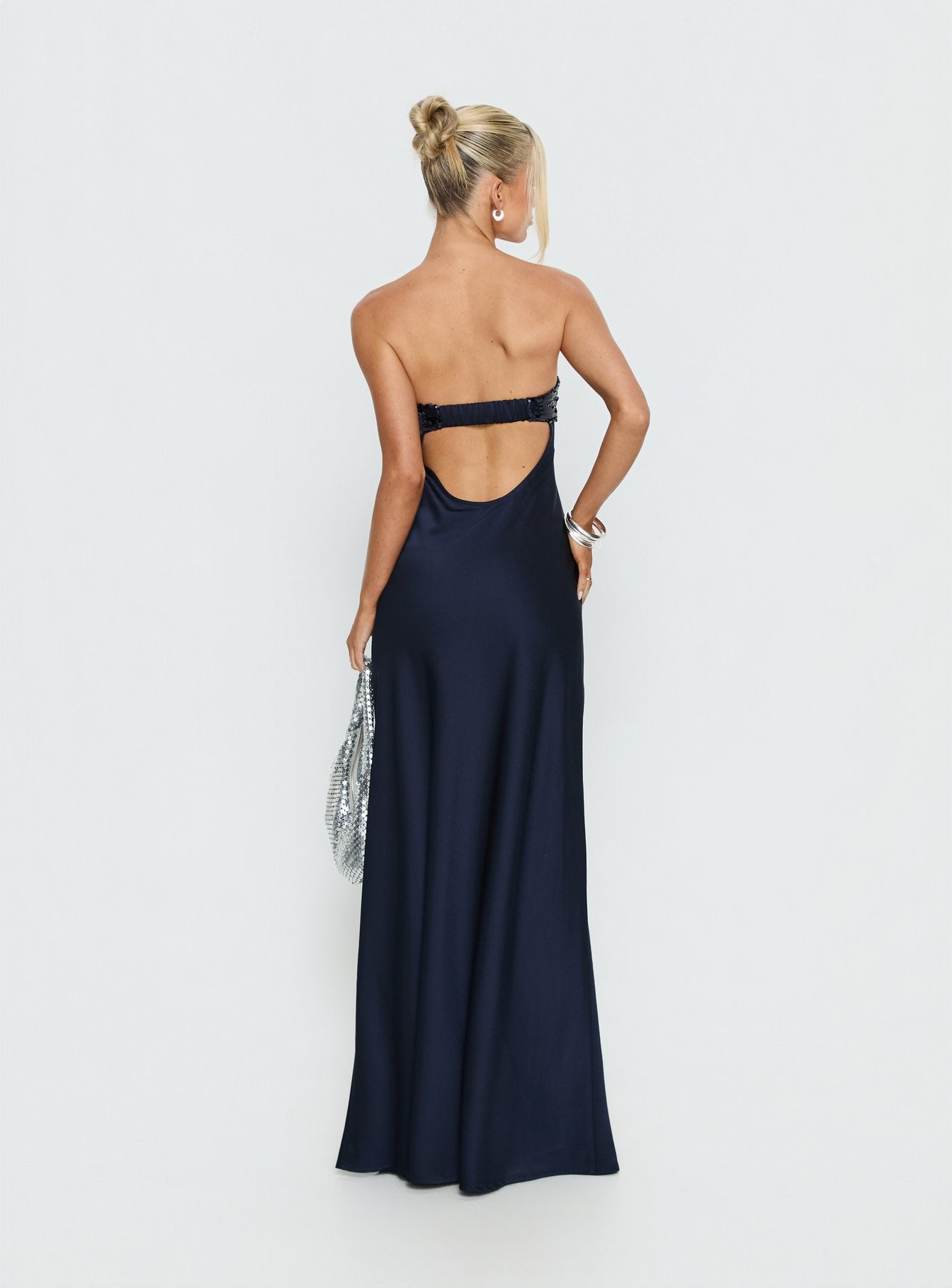See The Vision Sequin Bust Strapless Maxi Dress Navy - Image 5
