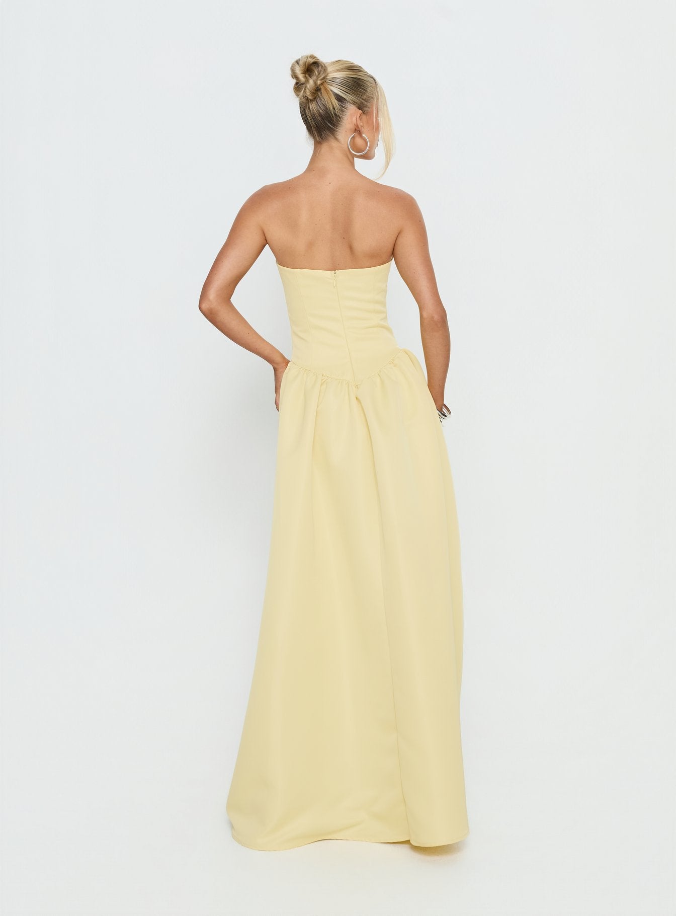 Soft Bloom Drop Waist Strapless Maxi Dress Yellow - Image 5