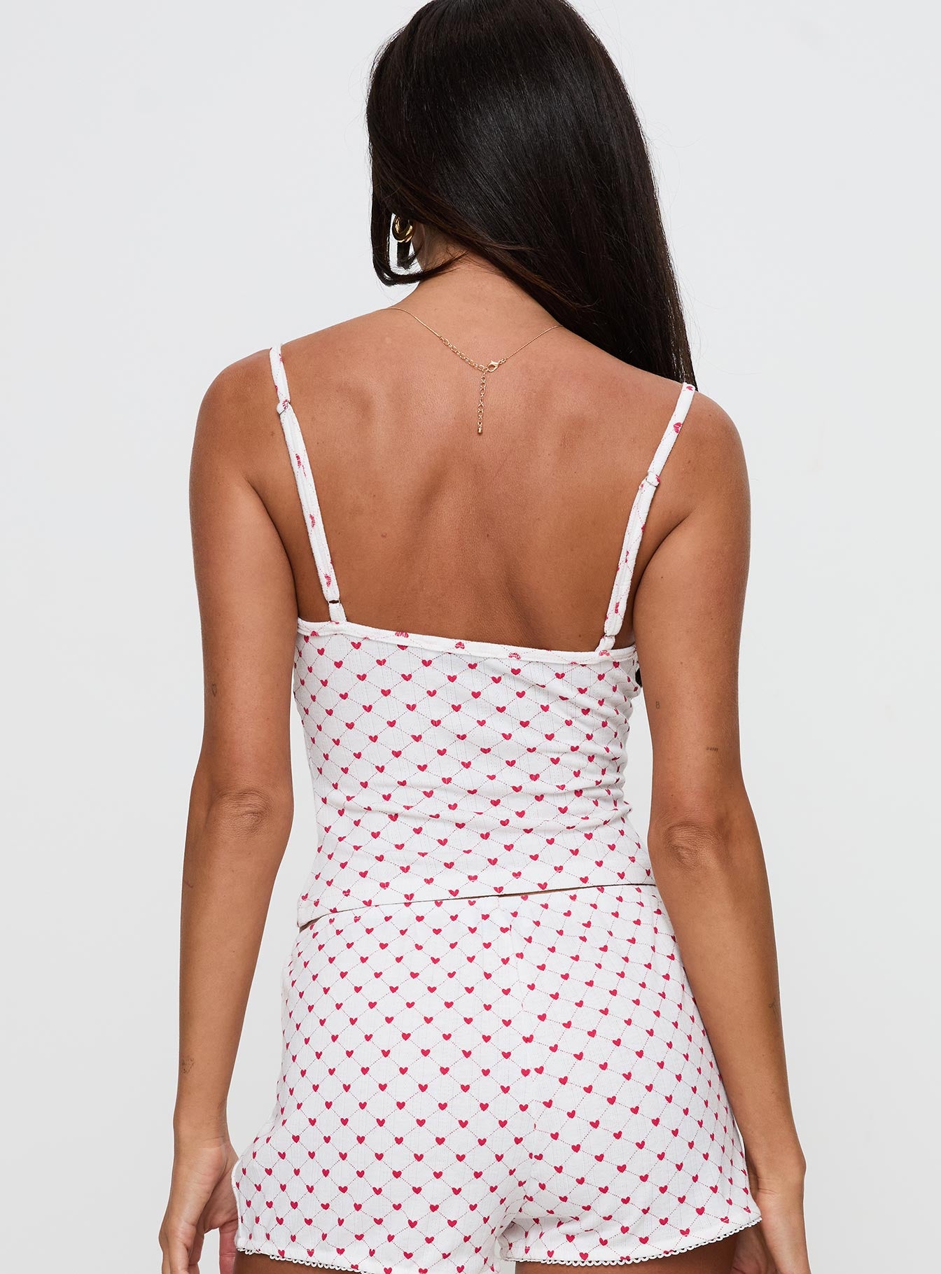 Lullabies Pointelle Cami Top White / Red - Image 5