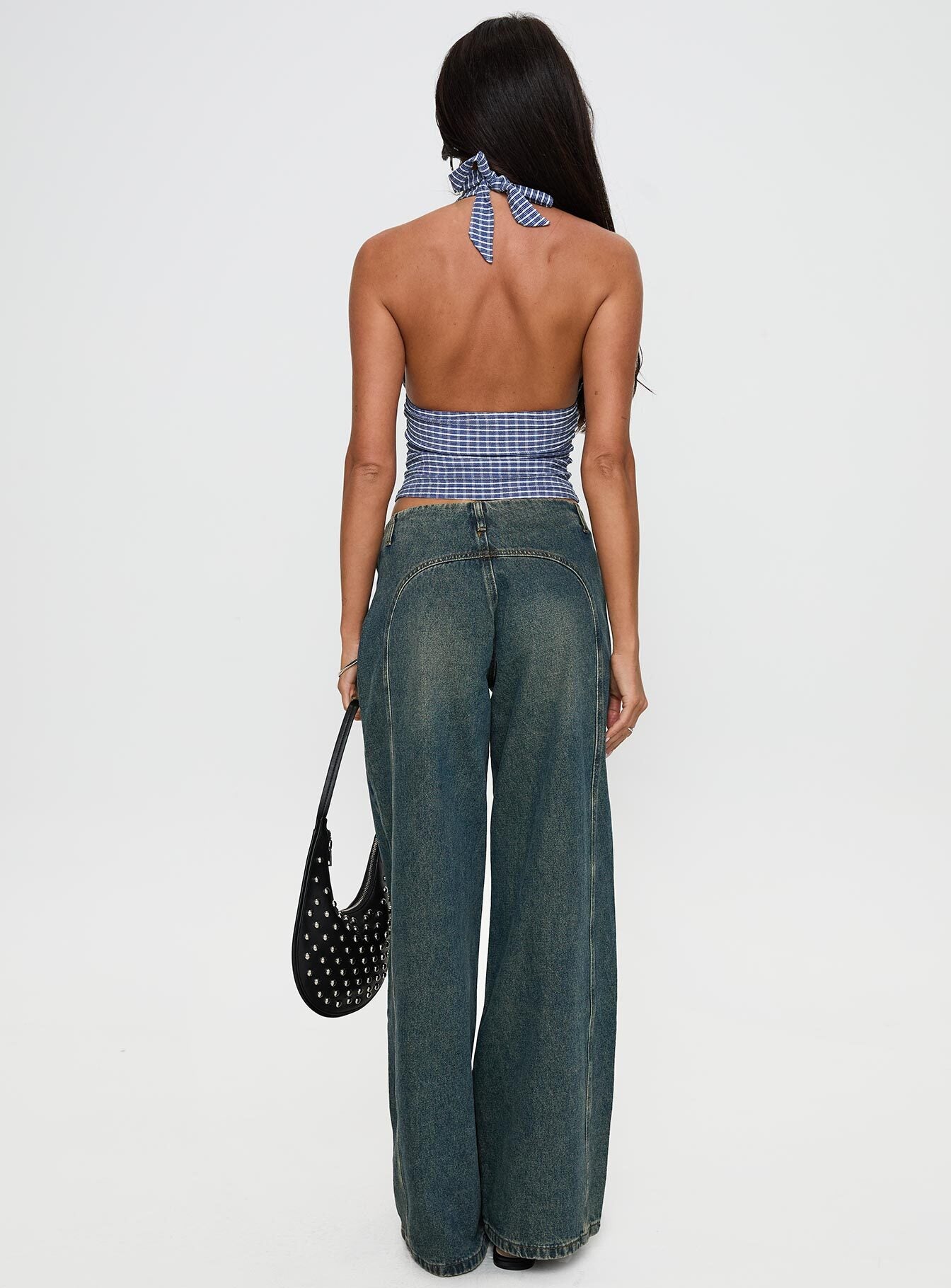 San Mateo Low Rise Wide Leg Tie Up Jeans Vintage Wash - Image 4