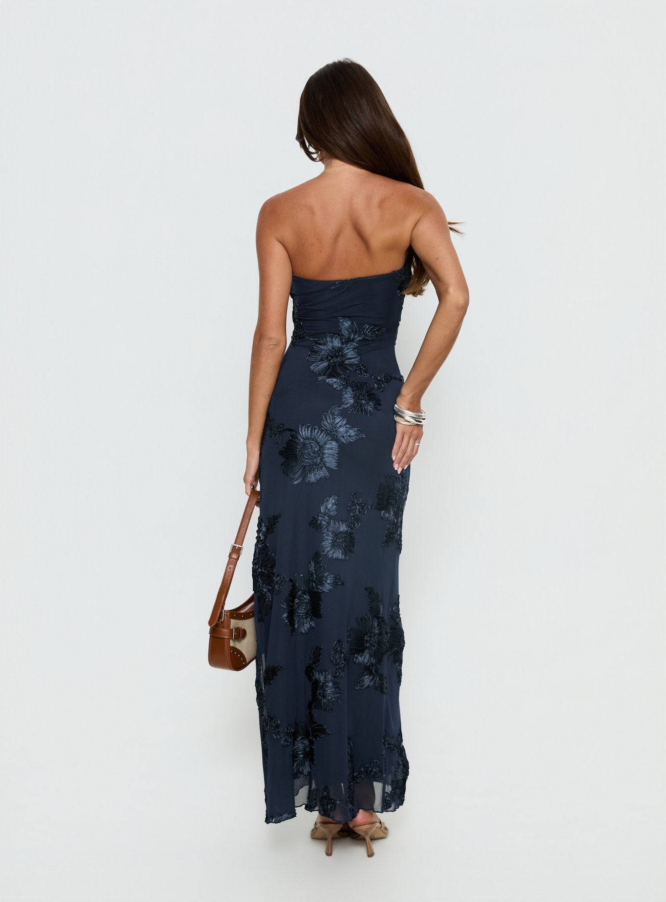 Maribeth Strapless Floral Maxi Dress Navy - Image 5