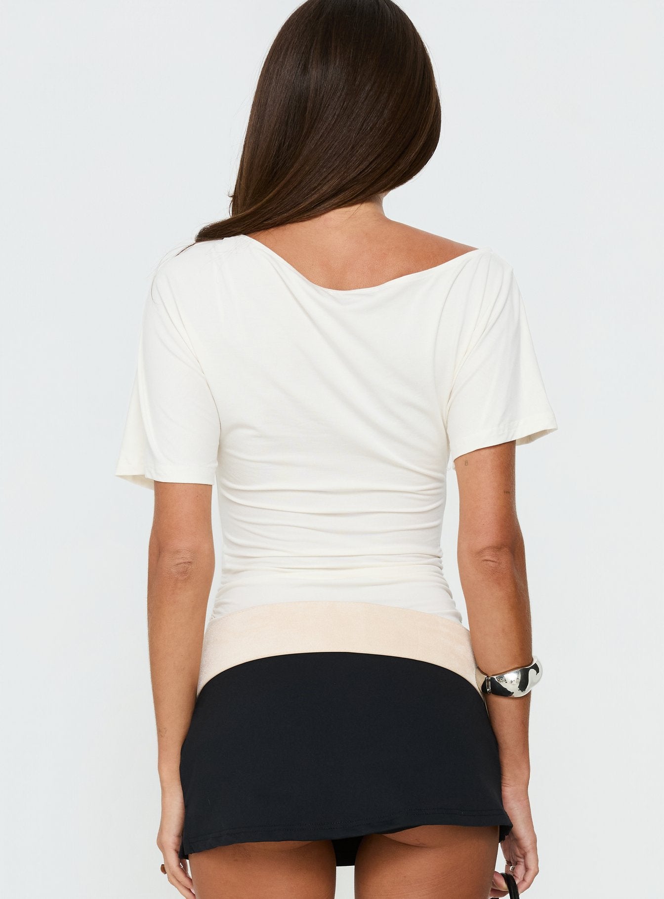 Luckiest Girl Off Shoulder Cinched Top Cream - Image 5