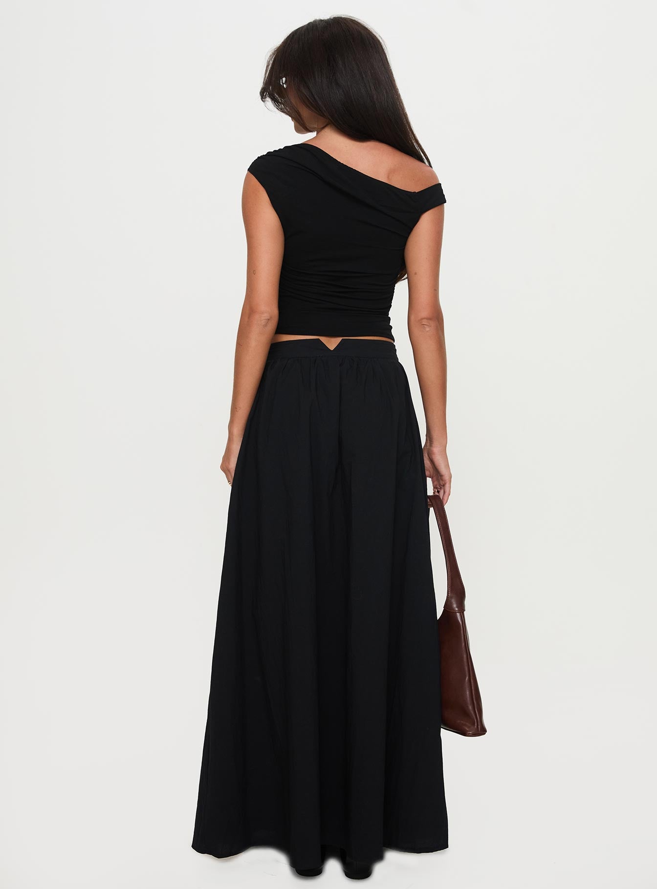 Rennata Gathered Mid Rise Maxi Skirt Black - Image 5