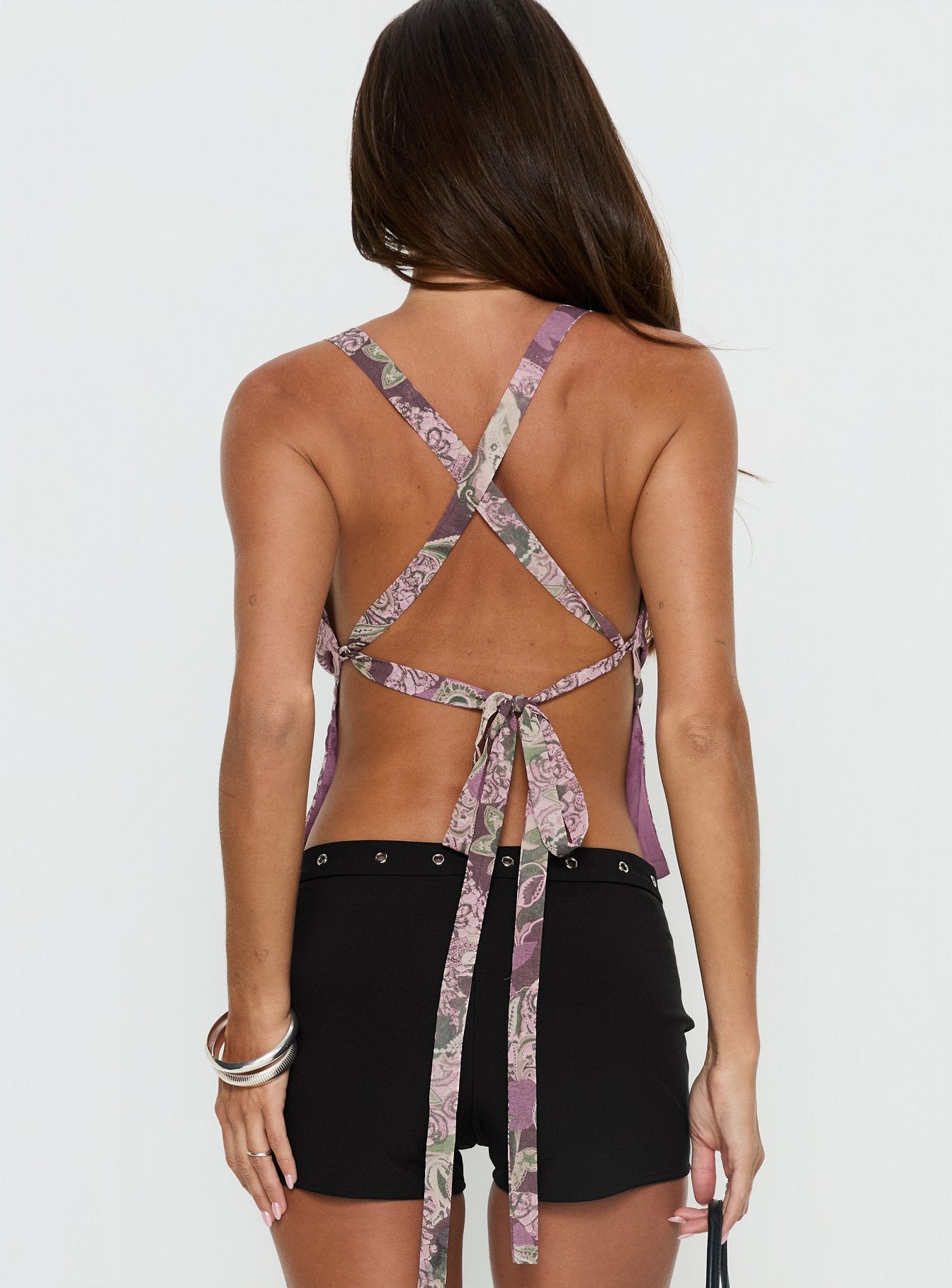 Eboni Multi Wear Cowl Neck Top Purple Multi - Image 5