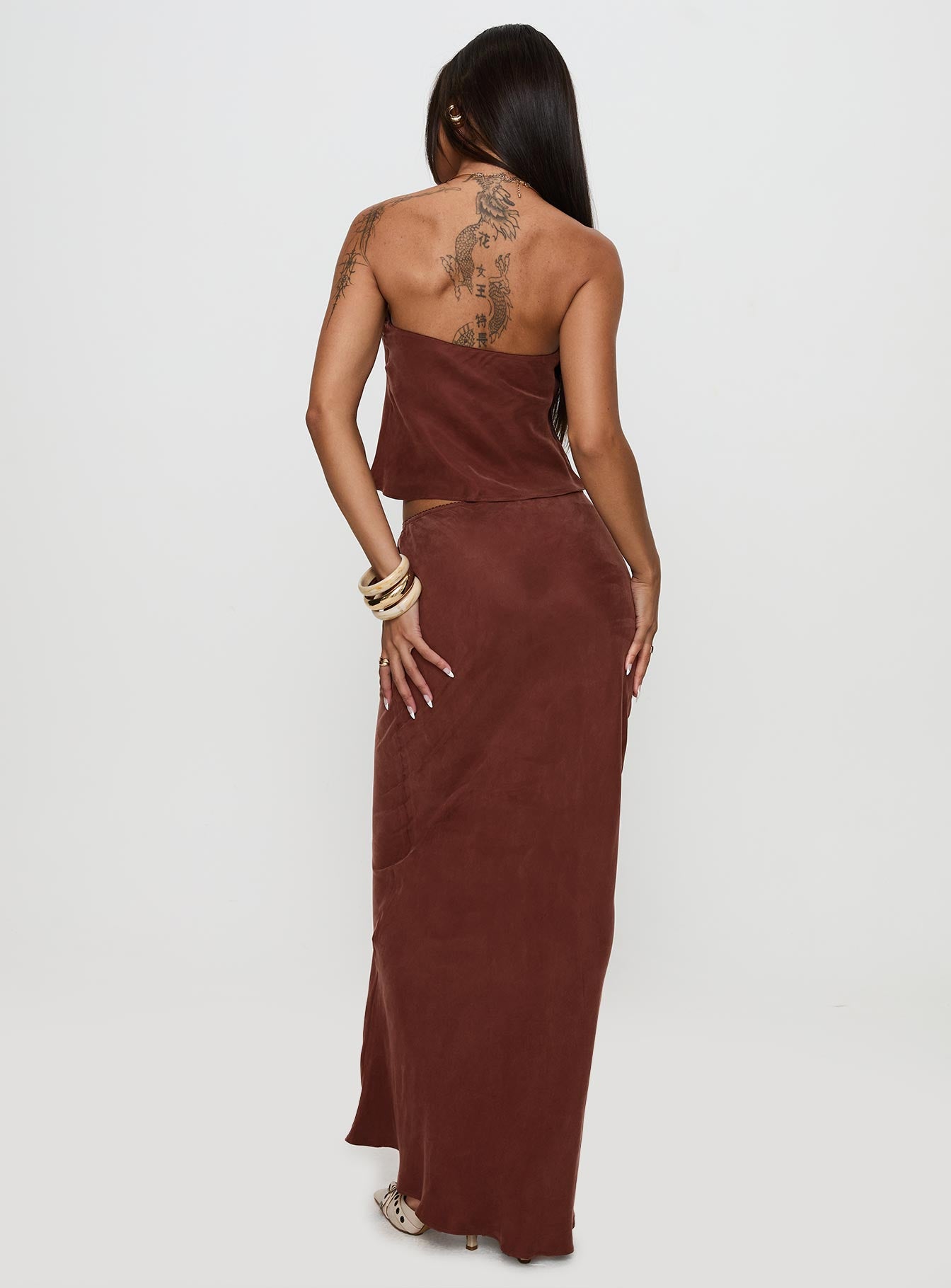 Lucelia Maxi Skirt Brown - Image 5