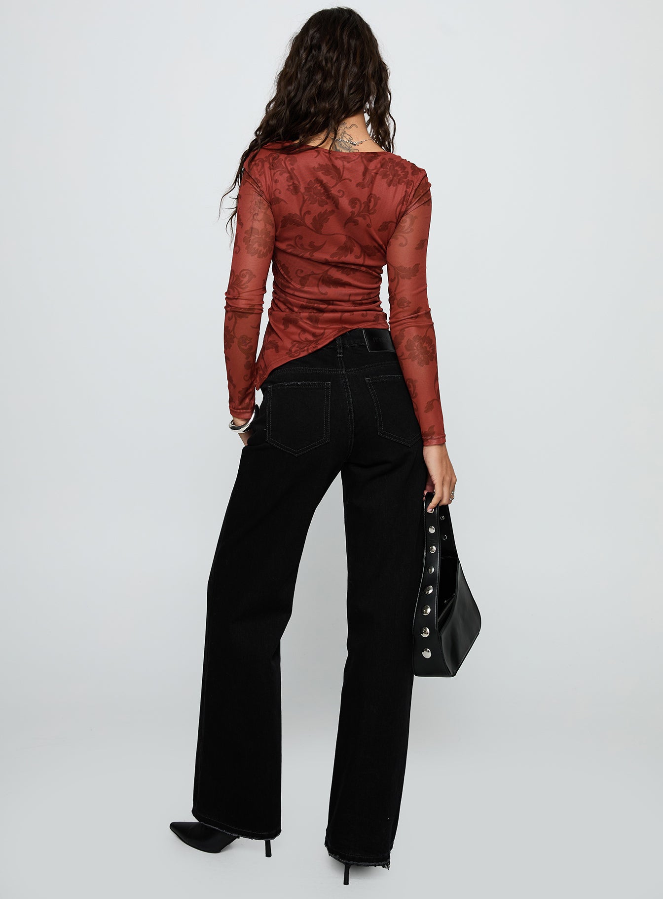 West End Girl Mid Rise Straight Leg Jeans Washed Black - Image 5