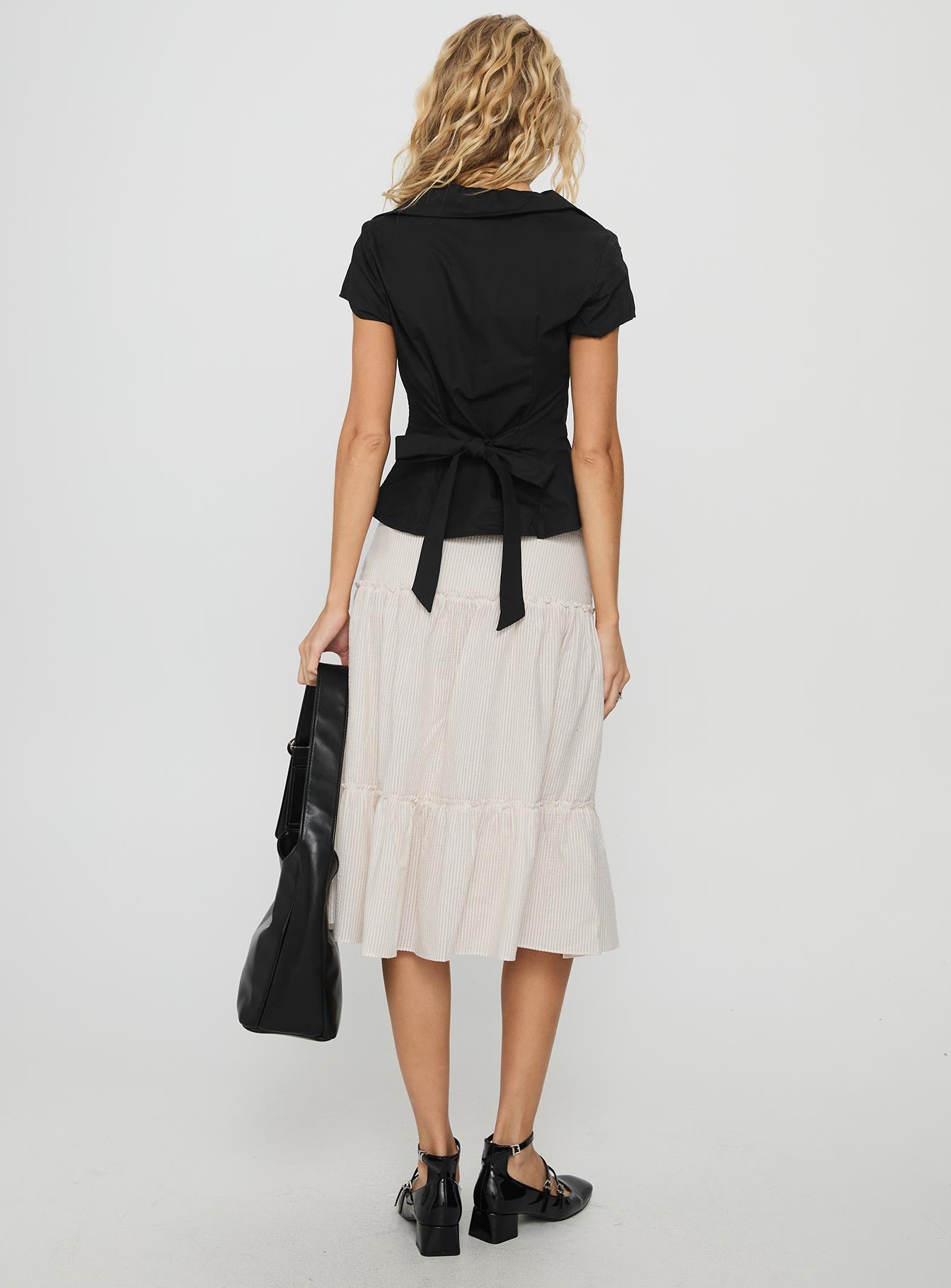 Cascades Low Rise Midi Skirt Beige / White Stripe - Image 5
