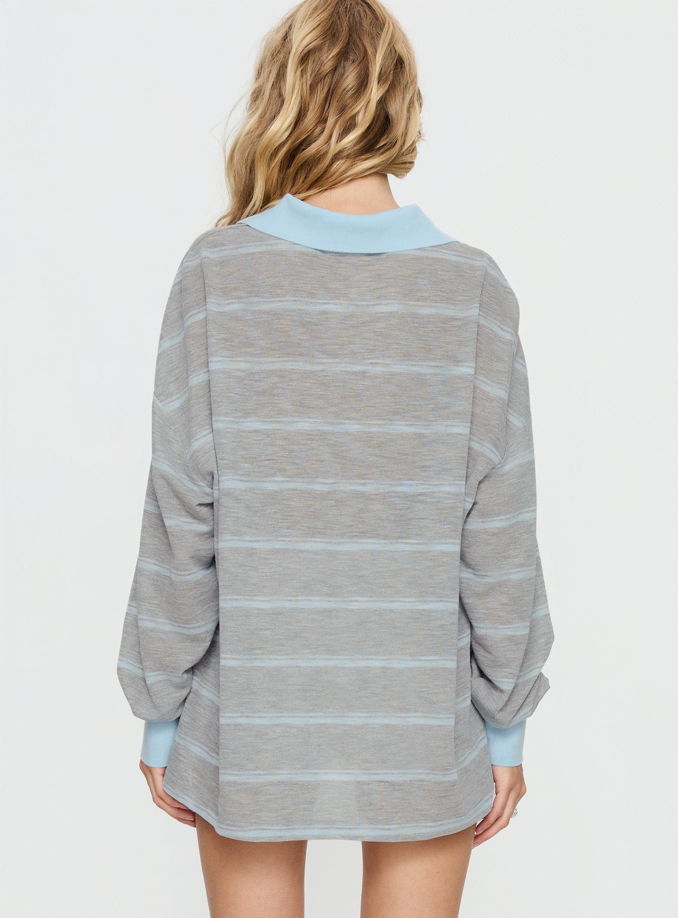 Aleka Long Sleeve Rugby Jersey Grey / Blue Stripe - Image 5