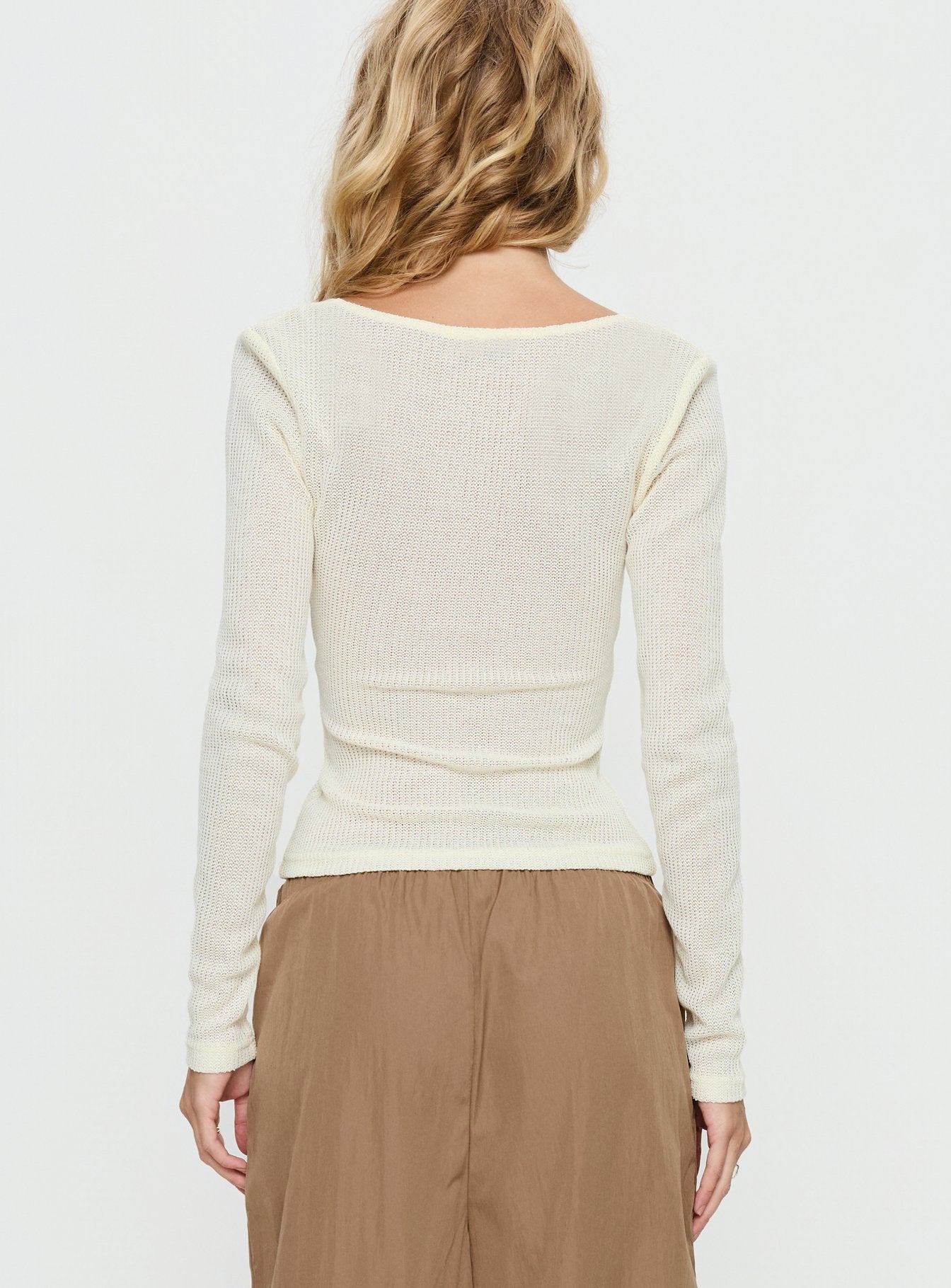 Cassidey Cross Front Long Sleeve Top Cream - Image 4