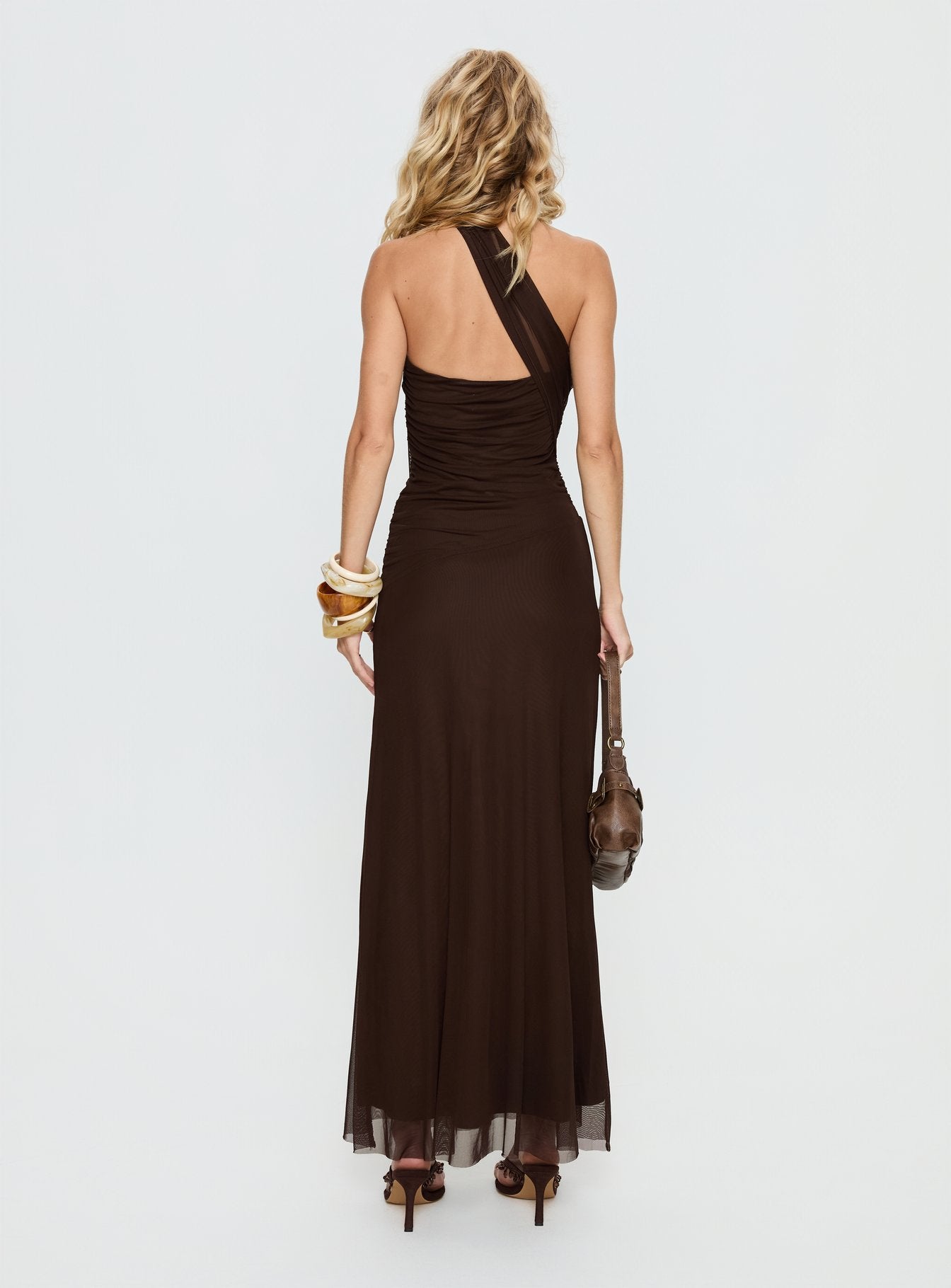 Ainslea Halter Scarf Maxi Dress Dark Brown - Image 4