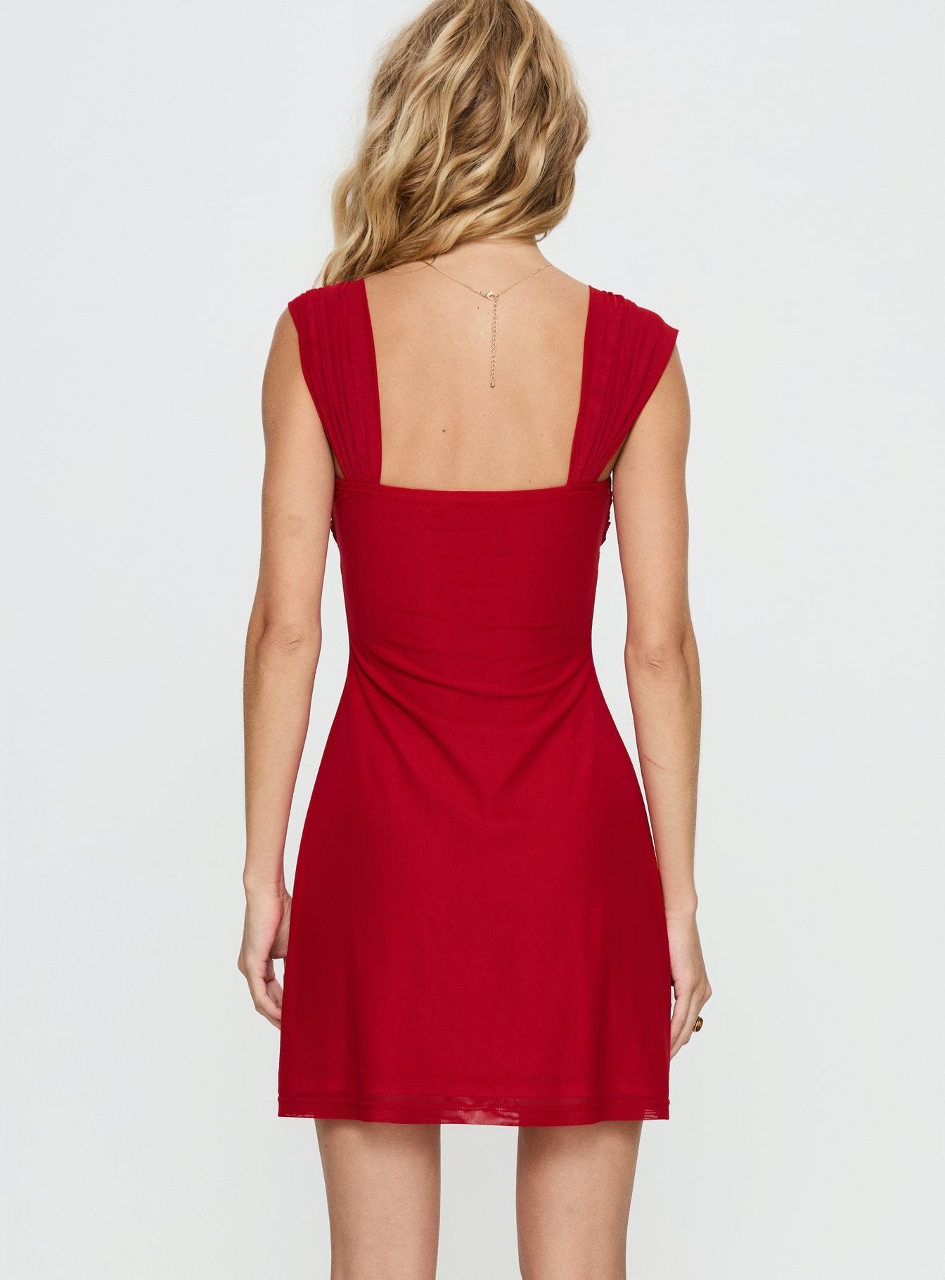 Pemberley Mini Dress Wine Red - Image 4