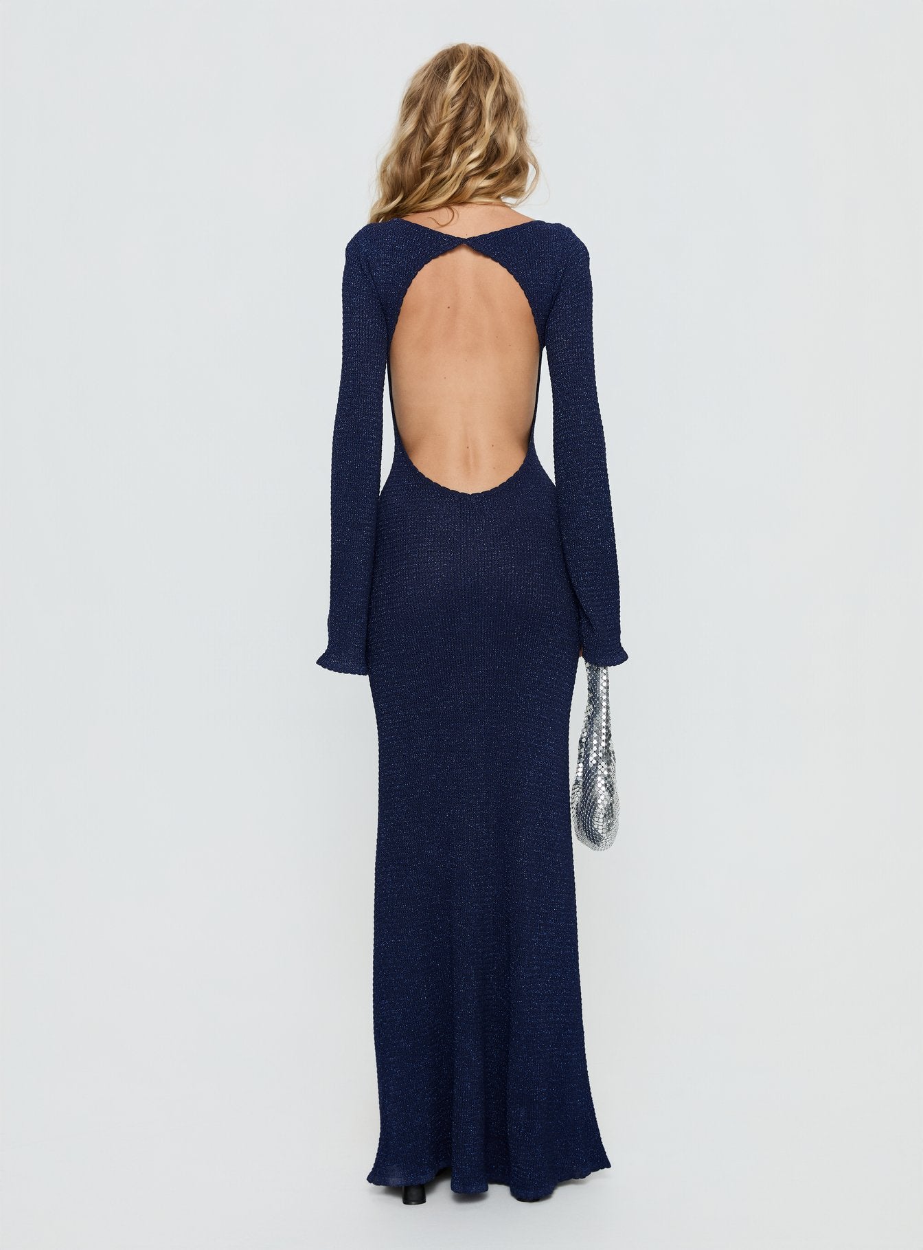 Rhapsody Long Sleeve Knit Maxi Dress Navy - Image 5