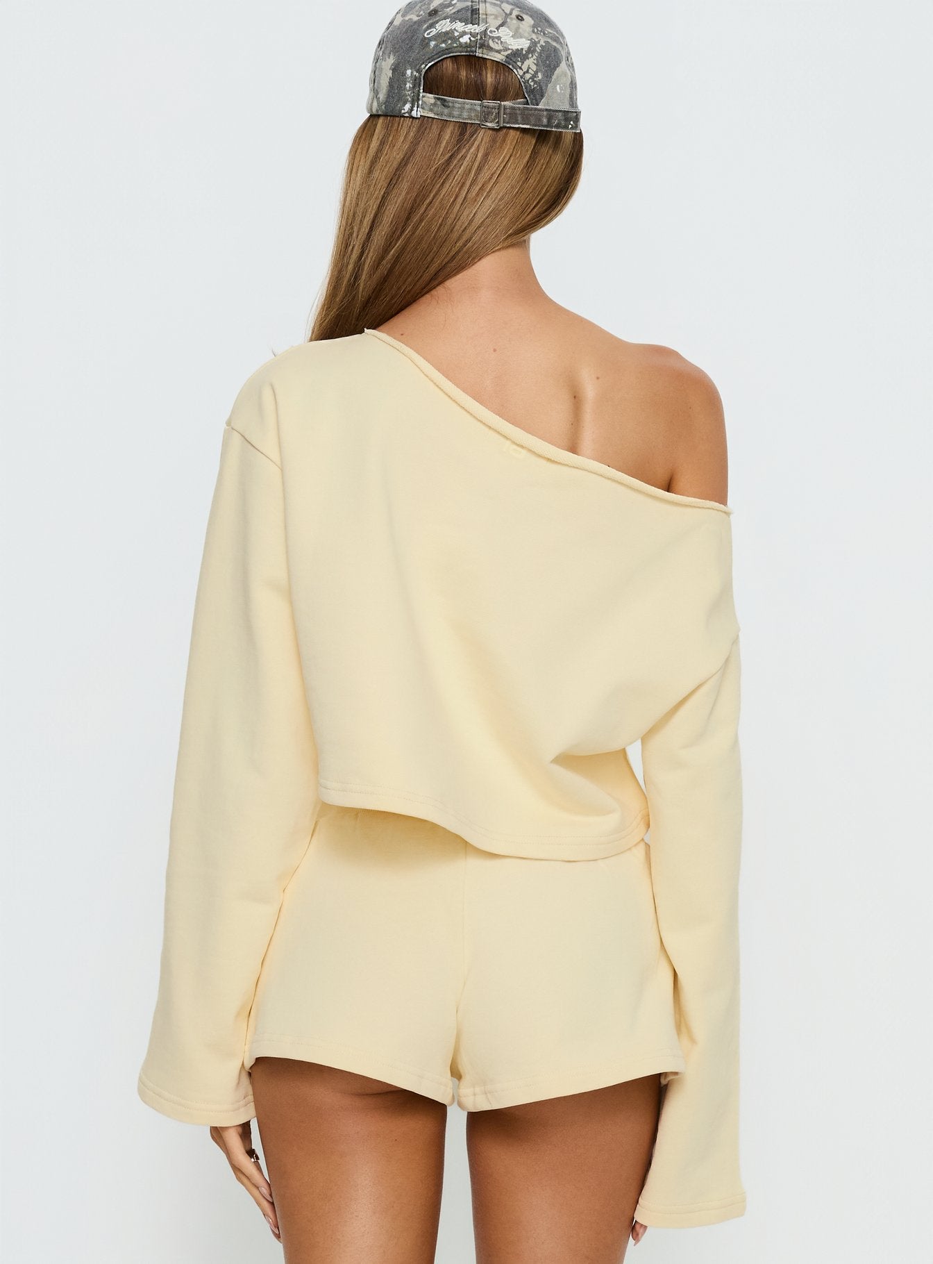 Retreat Raw Edge Off Shoulder Jumper Buttercream - Image 4