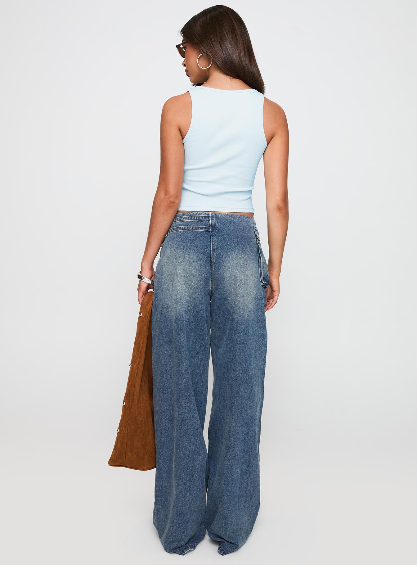 Paltrow Mid Rise Wide Leg Cargo Jeans Mid Blue Wash - Image 5