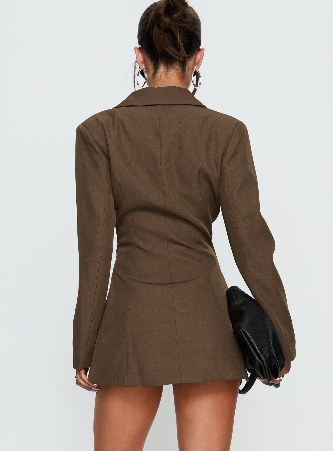 Kealy Plunge Neck Blazer Playsuit Brown - Image 5