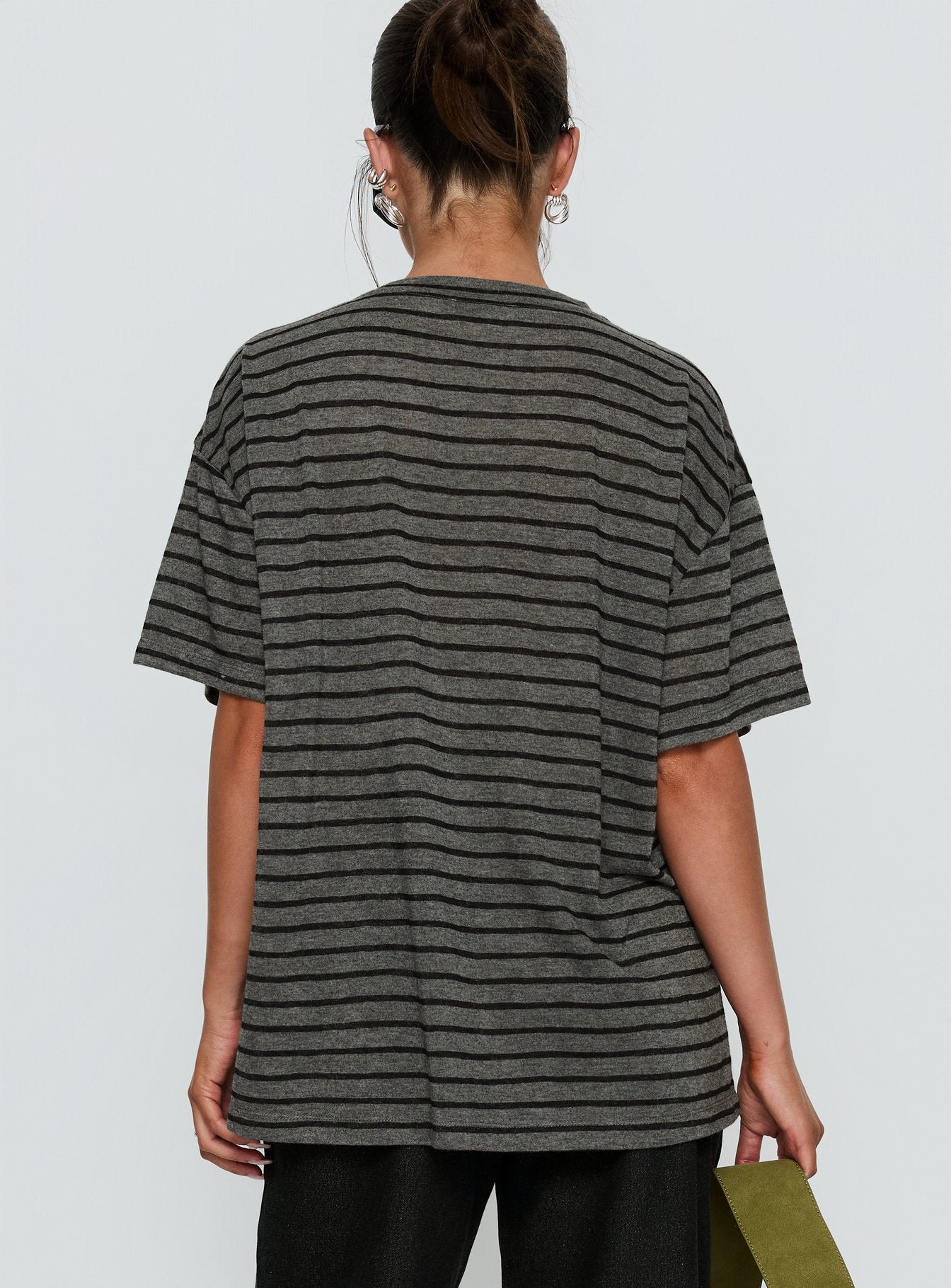 Zaydee Oversized Tee Grey / Black Stripe - Image 4
