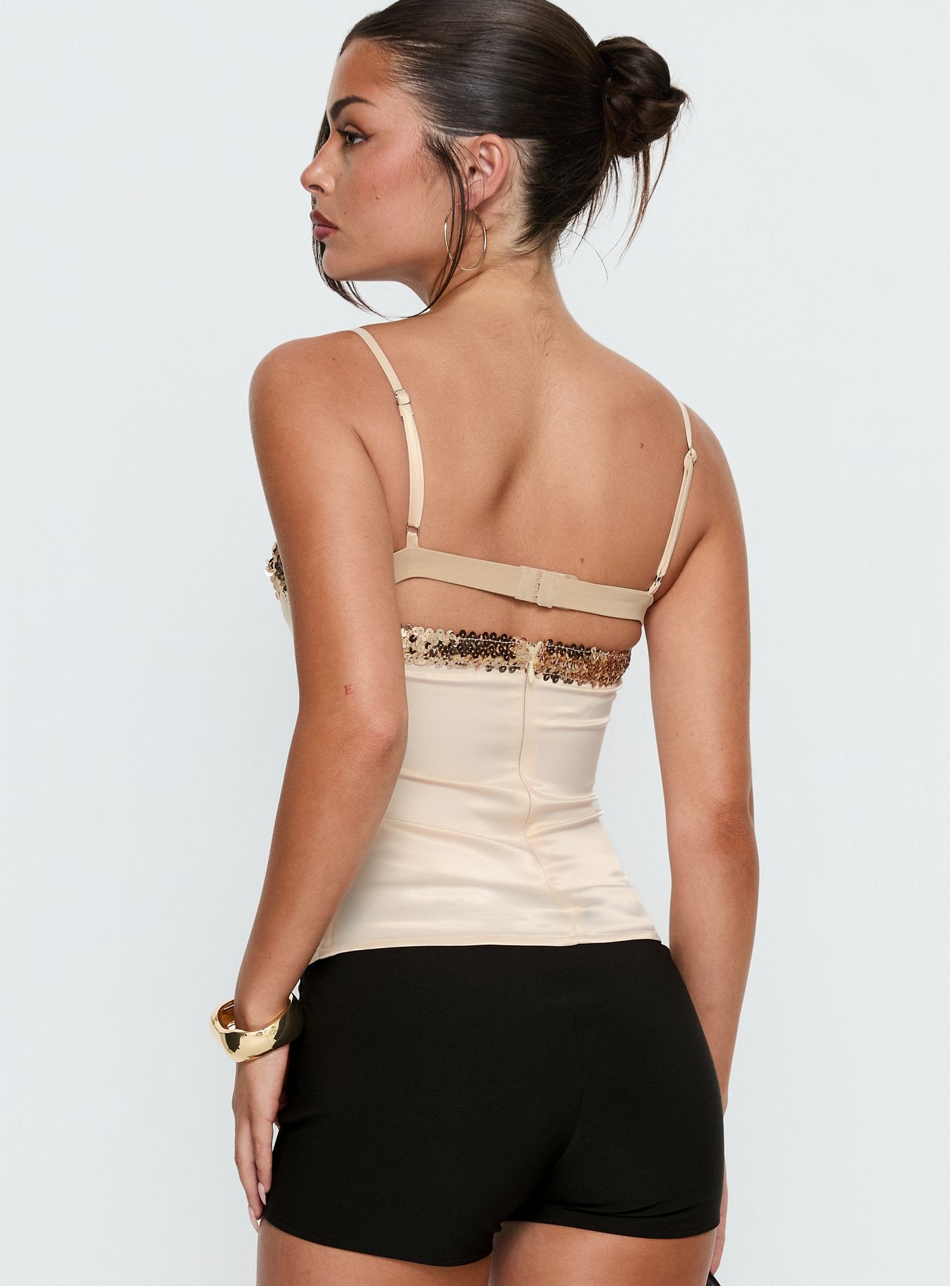 Myrah Layered Sequin Top Cream - Image 5