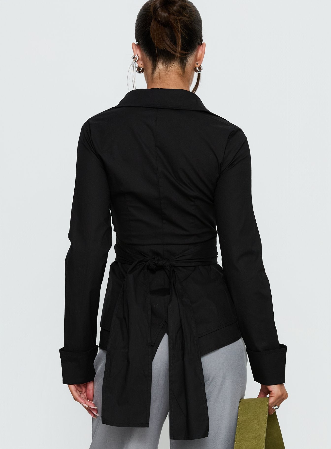 Shapeshifter Twist Long Sleeve Shirt Black - Image 4