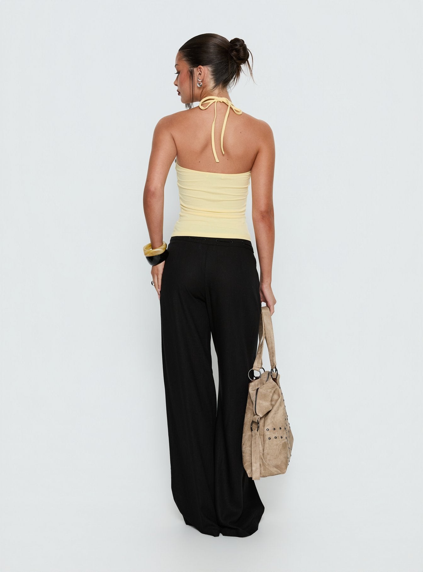 Peroma Linen Straight Leg Pants Black - Image 5