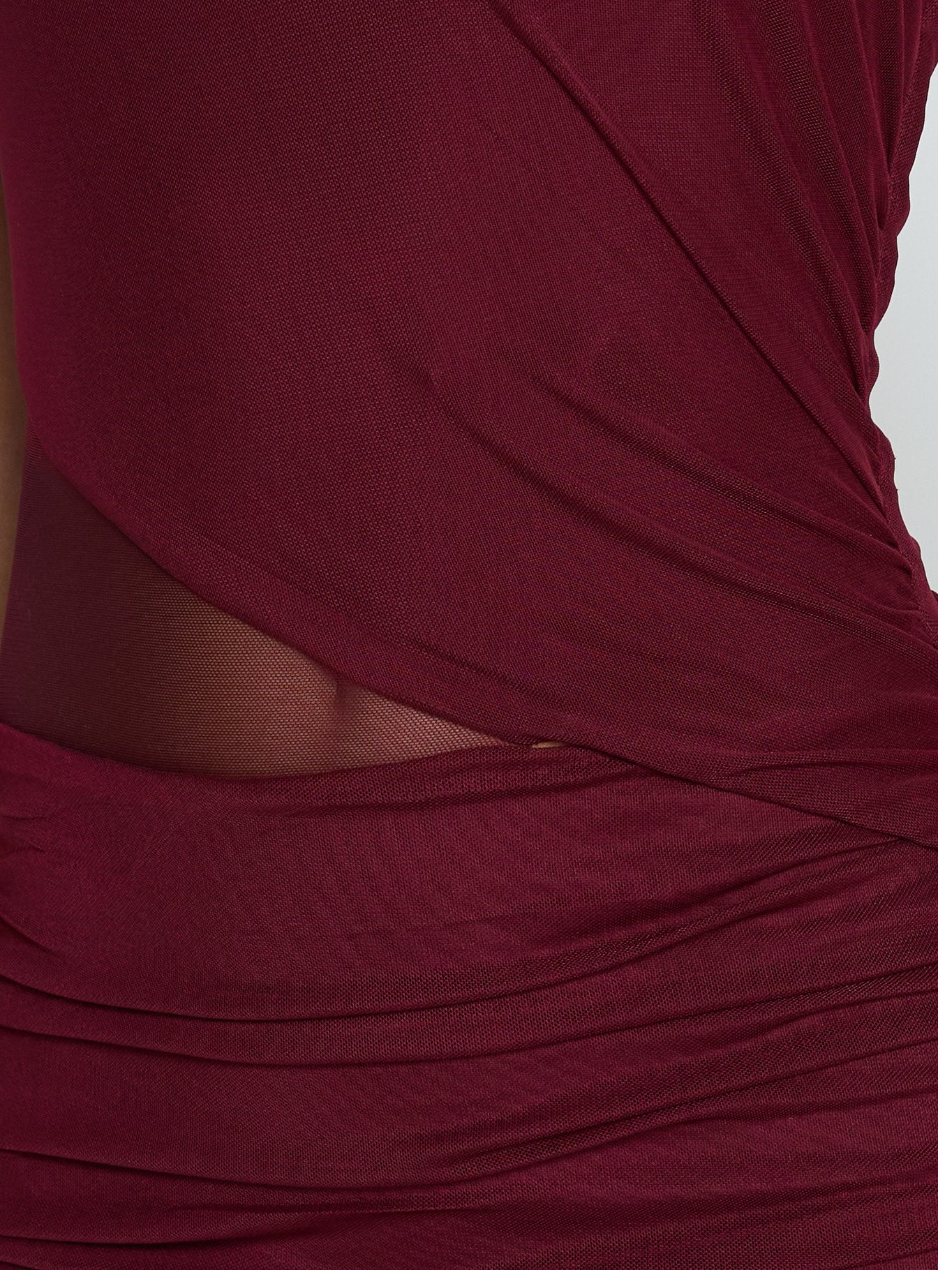 Desta Halter Sheer Maxi Dress Burgundy - Image 5