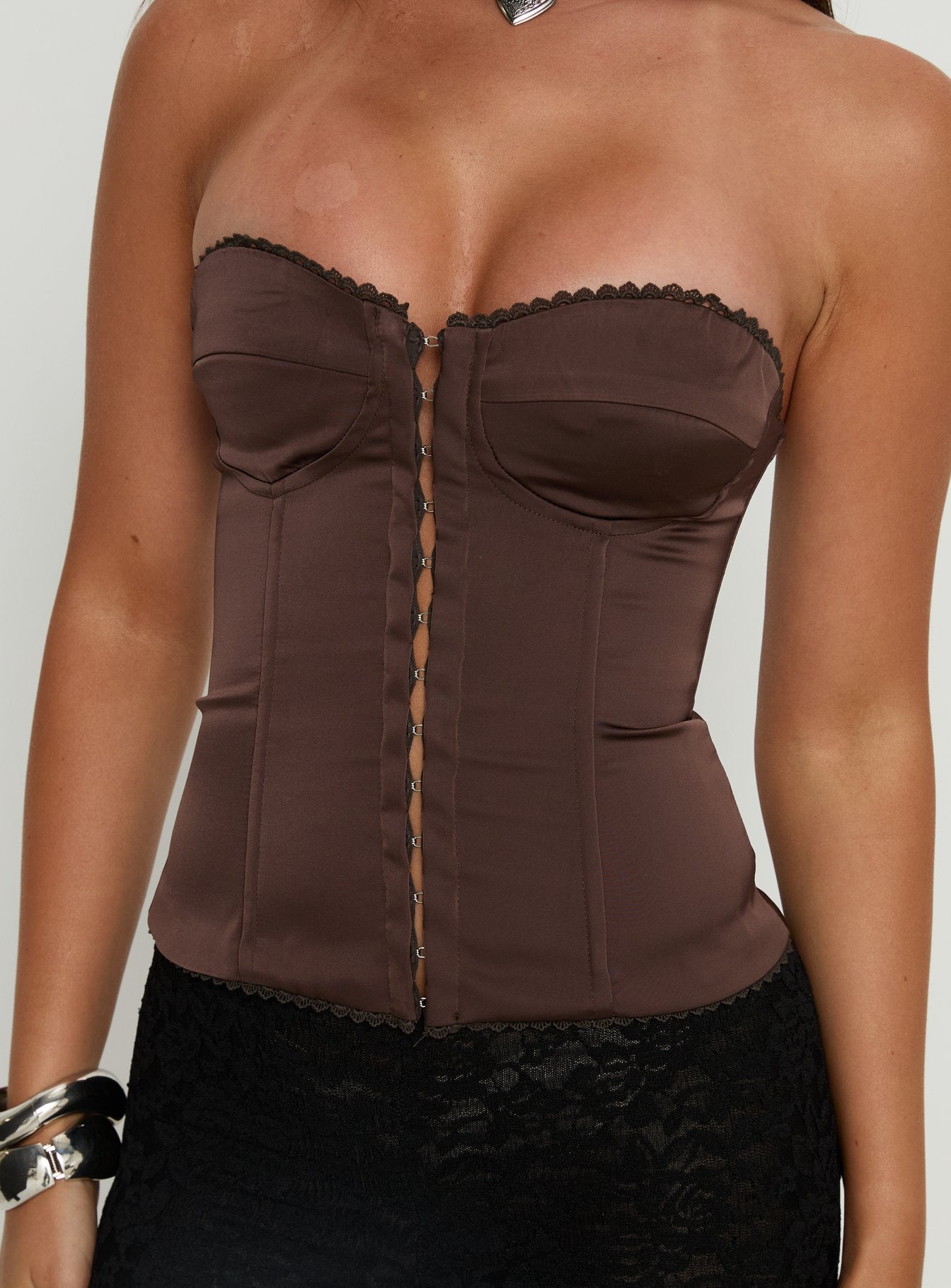 Jazzy Strapless Corset Top Chocolate - Image 6