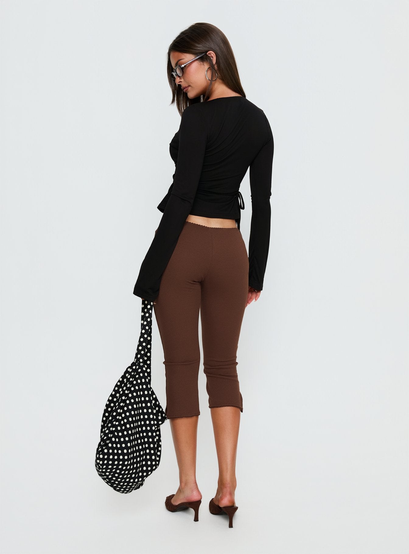 Stefanee Long Sleeve Wrap Top Black - Image 5