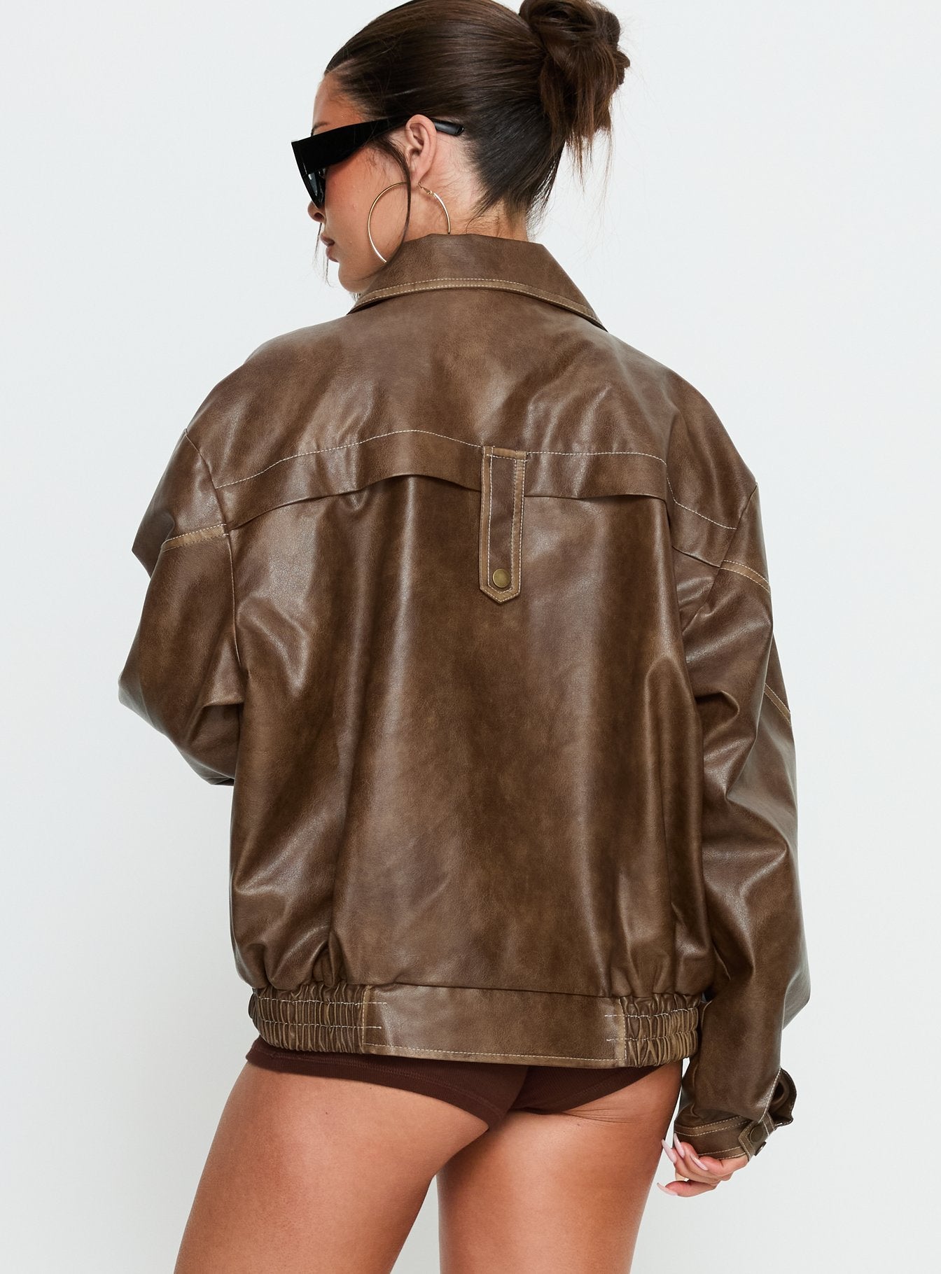 Jaxton Faux Leather Jacket Light Brown - Image 4