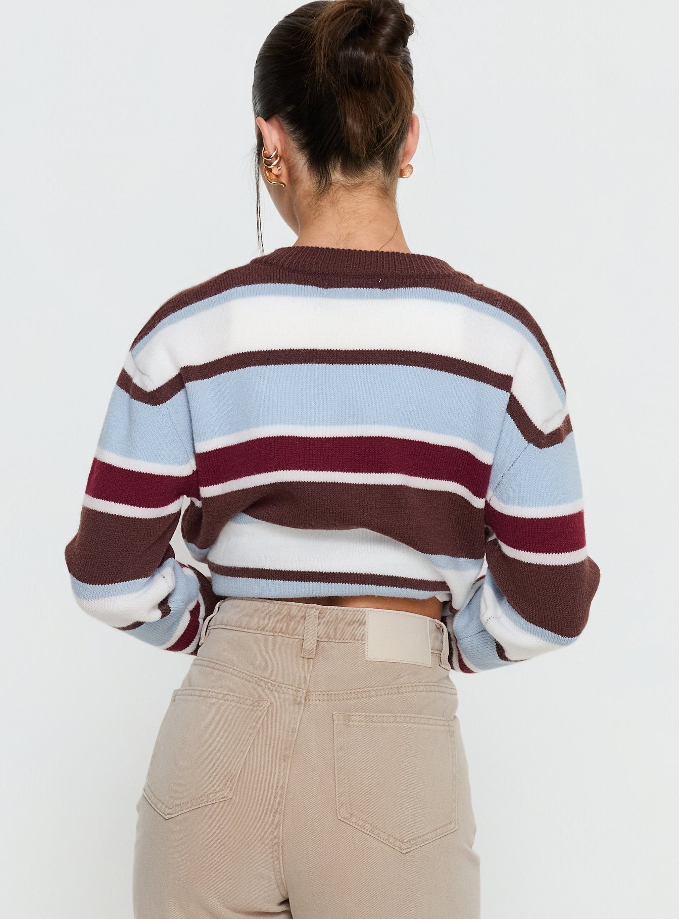 Soline Knit Cardigan Blue / Brown Stripe - Image 5