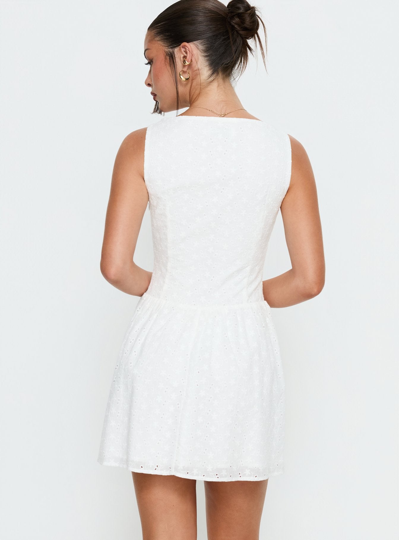 Thinking Bout You Lace Trim Sleeveless Mini Dress White - Image 5